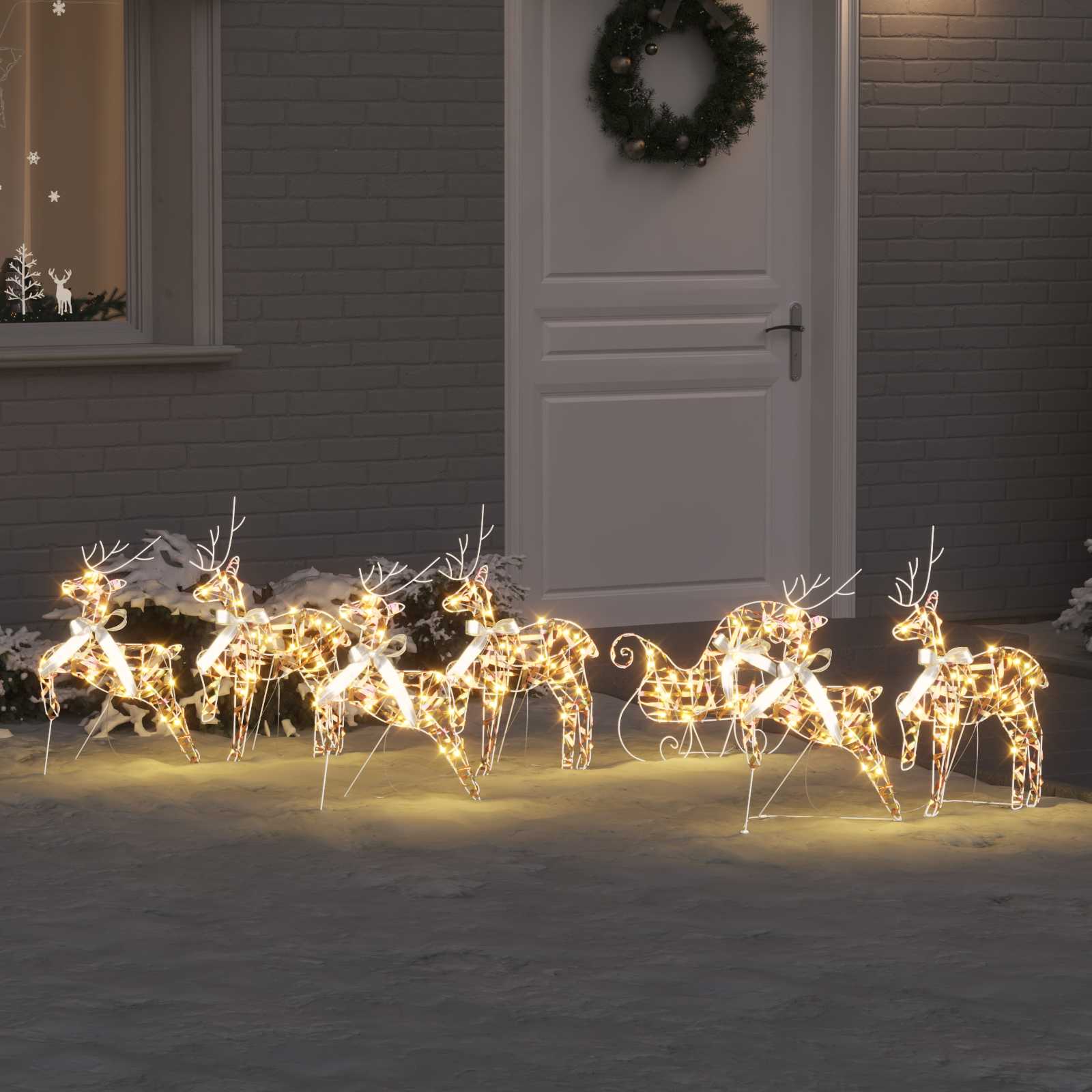 LED Põhjapõdrad 7 tk Mitmevärviline 42 x 15 x 64 cm PET
