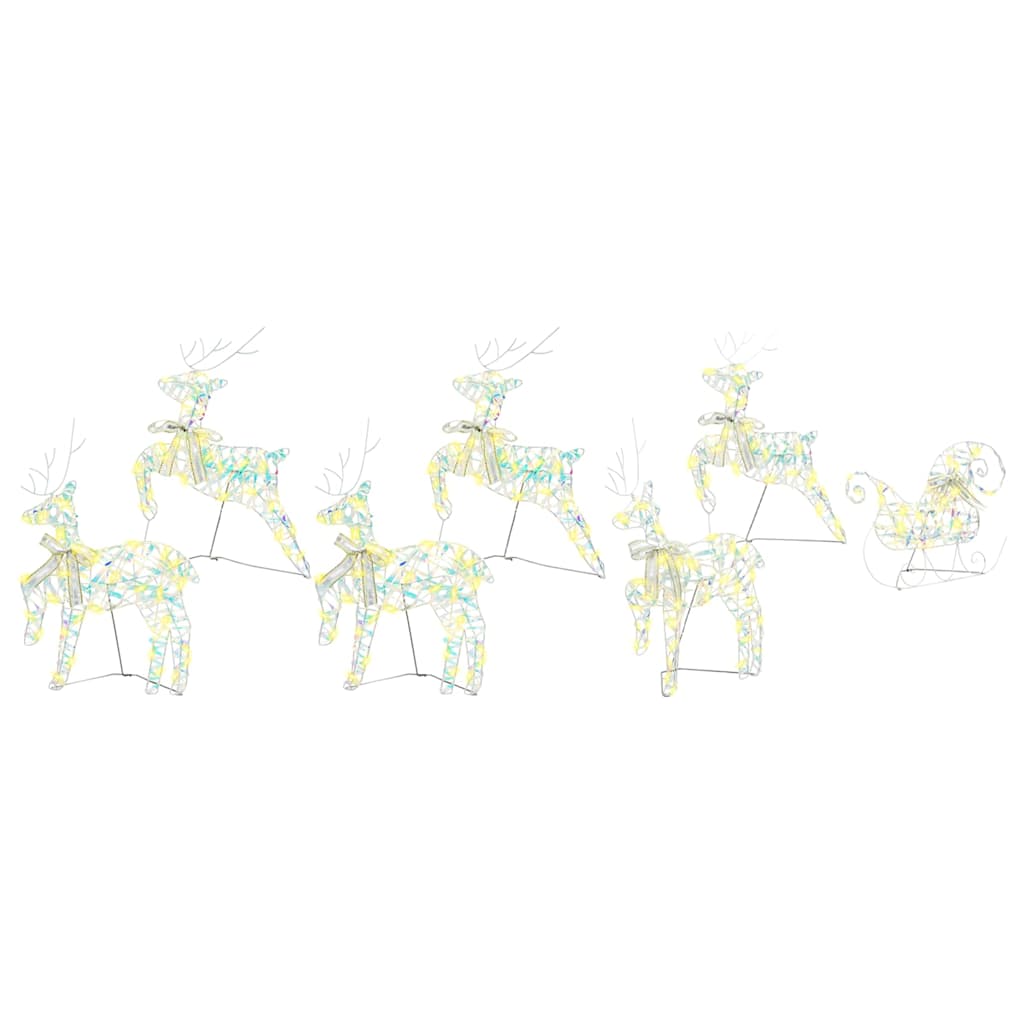 LED Põhjapõdrad 7 tk Mitmevärviline 42 x 15 x 64 cm PET