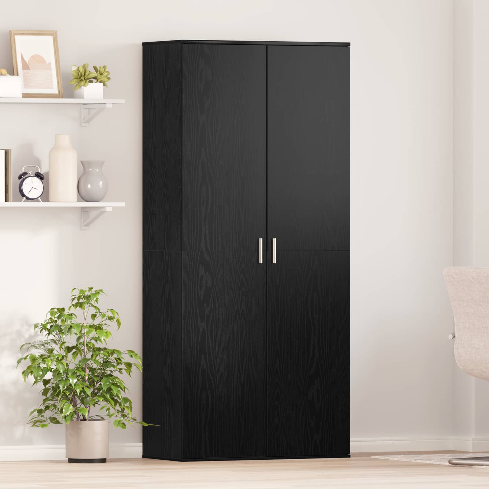 Kõrgushein 80 x 39 x 178 cm Tehispuit Must tamm