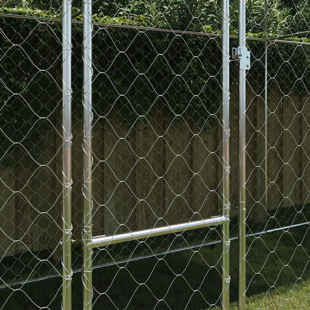 Koerte puuri katusega Hõbedane 800 x 200 x 256 cm Terase ja PE