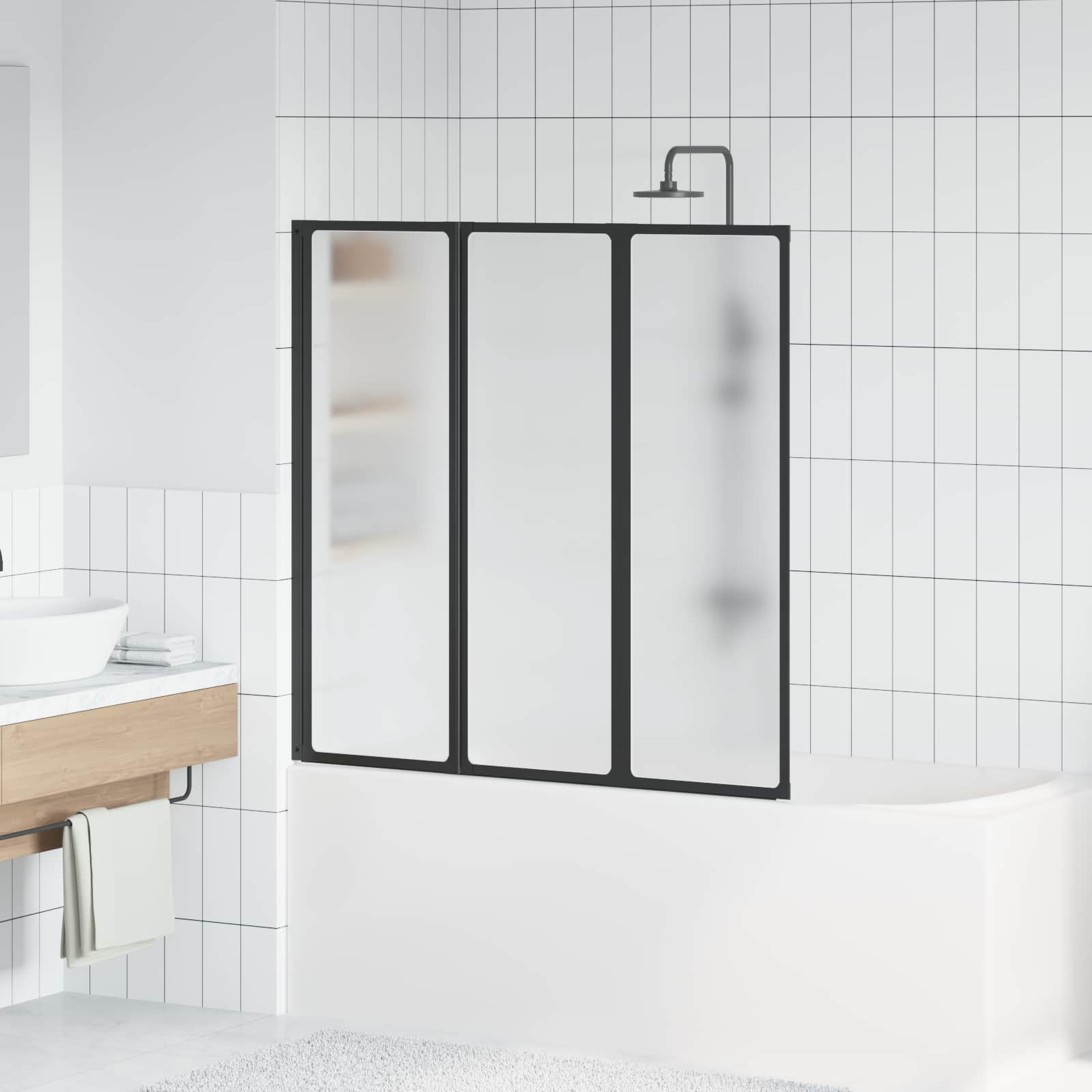 Dušisein Must 120 x 2 x 117 cm Alumiinium ja PP