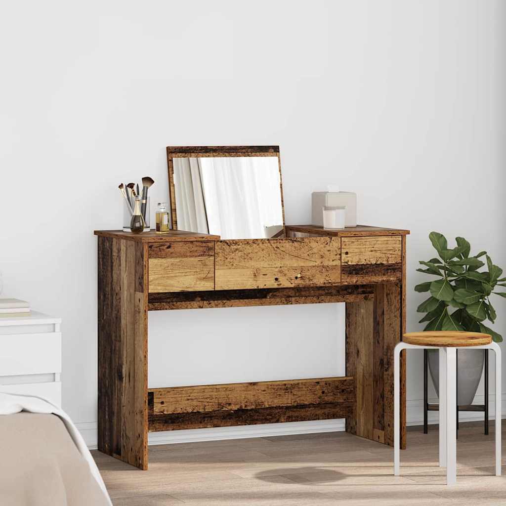 Kosmeetikatabel sahtliga peegliga Vana puit 100 x 45 x 76 cm