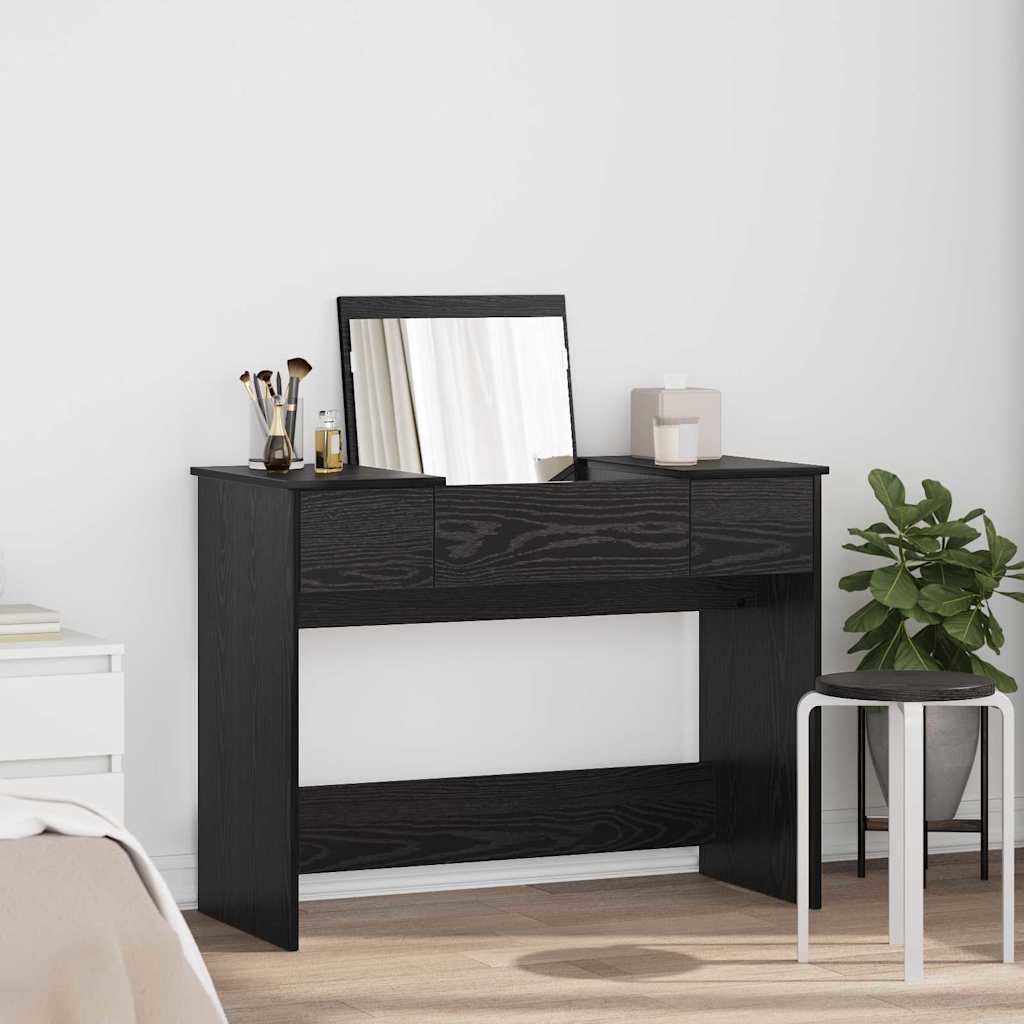 Kosmeetikatabel sahtliga peegliga Must tamm 100 x 45 x 76 cm