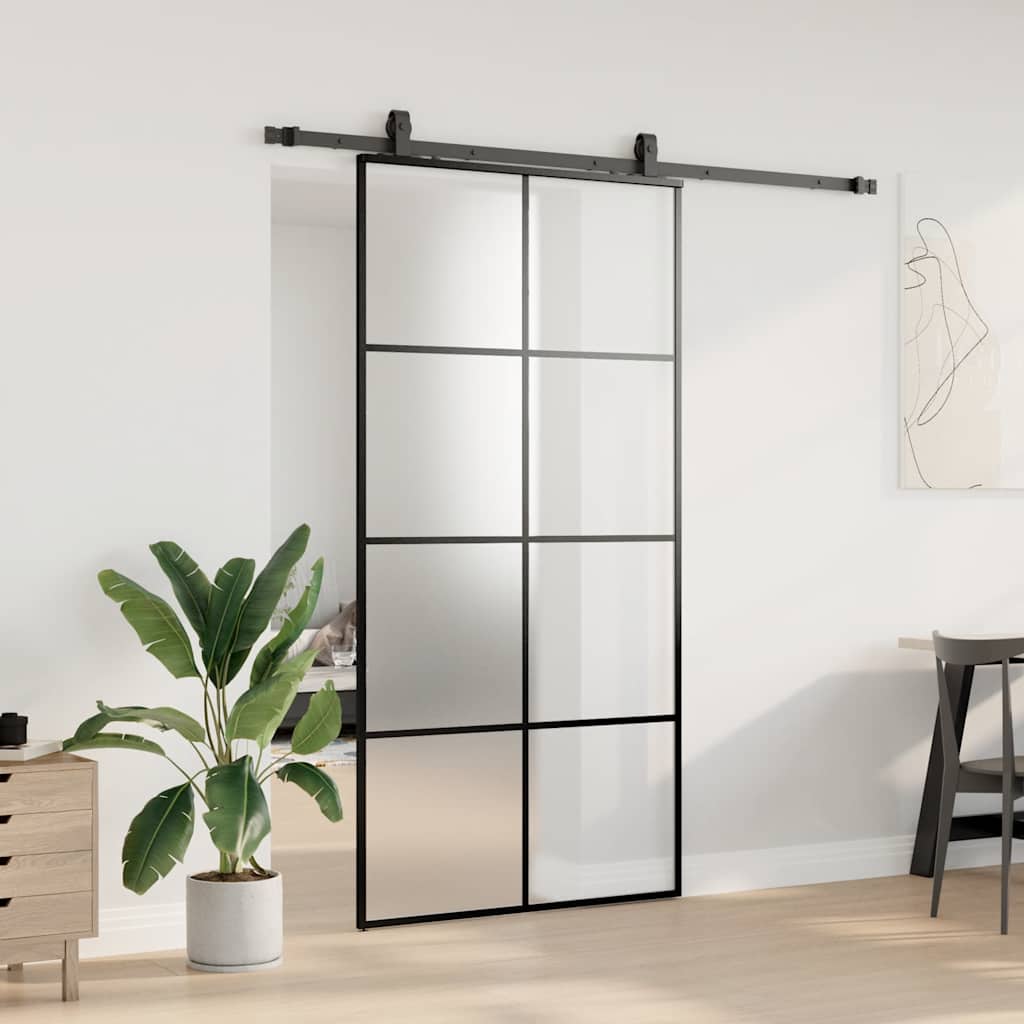 Lükanduks furnituurikomplektiga, must, 102,5 x 205 cm, ESG-klaas