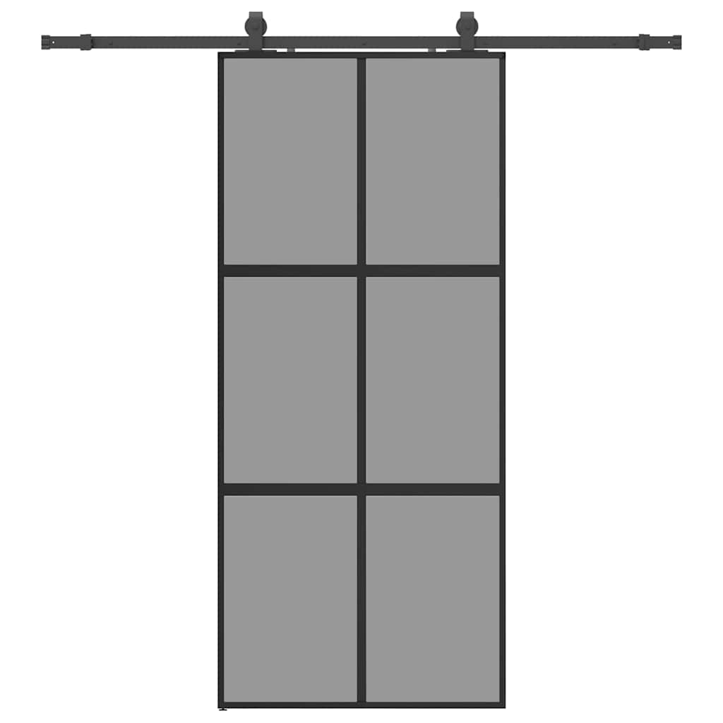 Lükanduks riistvara komplektiga must 90x205 cm karastatud klaas
