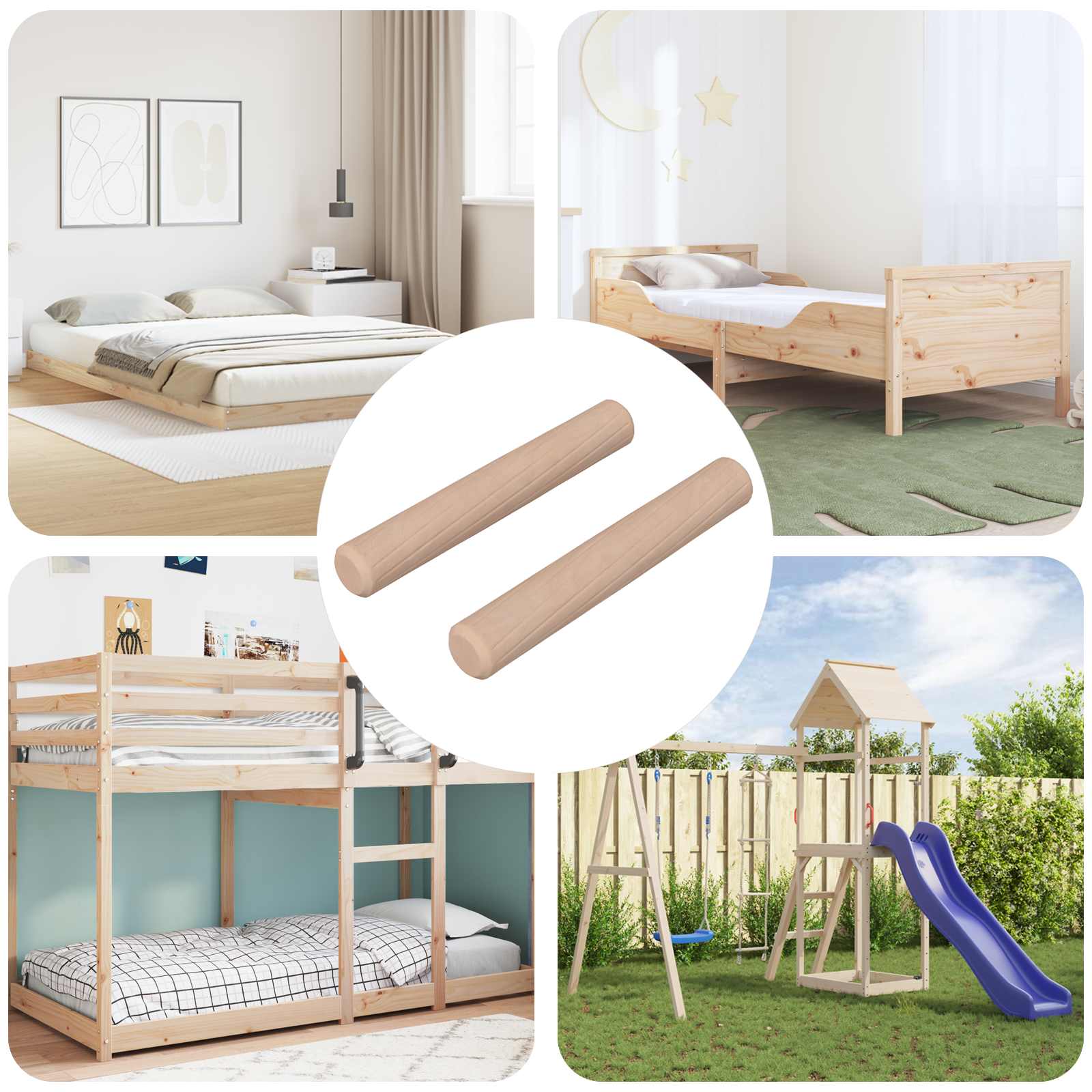 Puitpulk 2 tk Naturaalne Ø 6 x 40 mm Massiivne puu