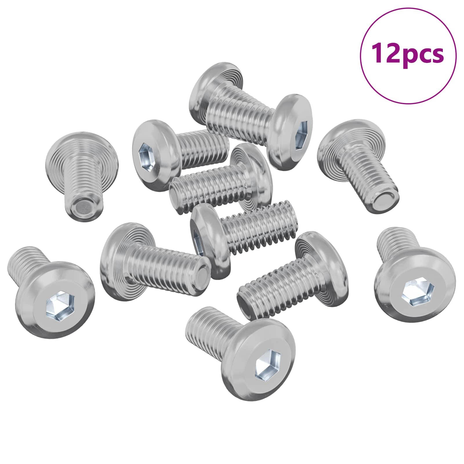 Lukustus Kruvi Üksvärviline 12 tk Hõbedane M6 x 12 mm Teras