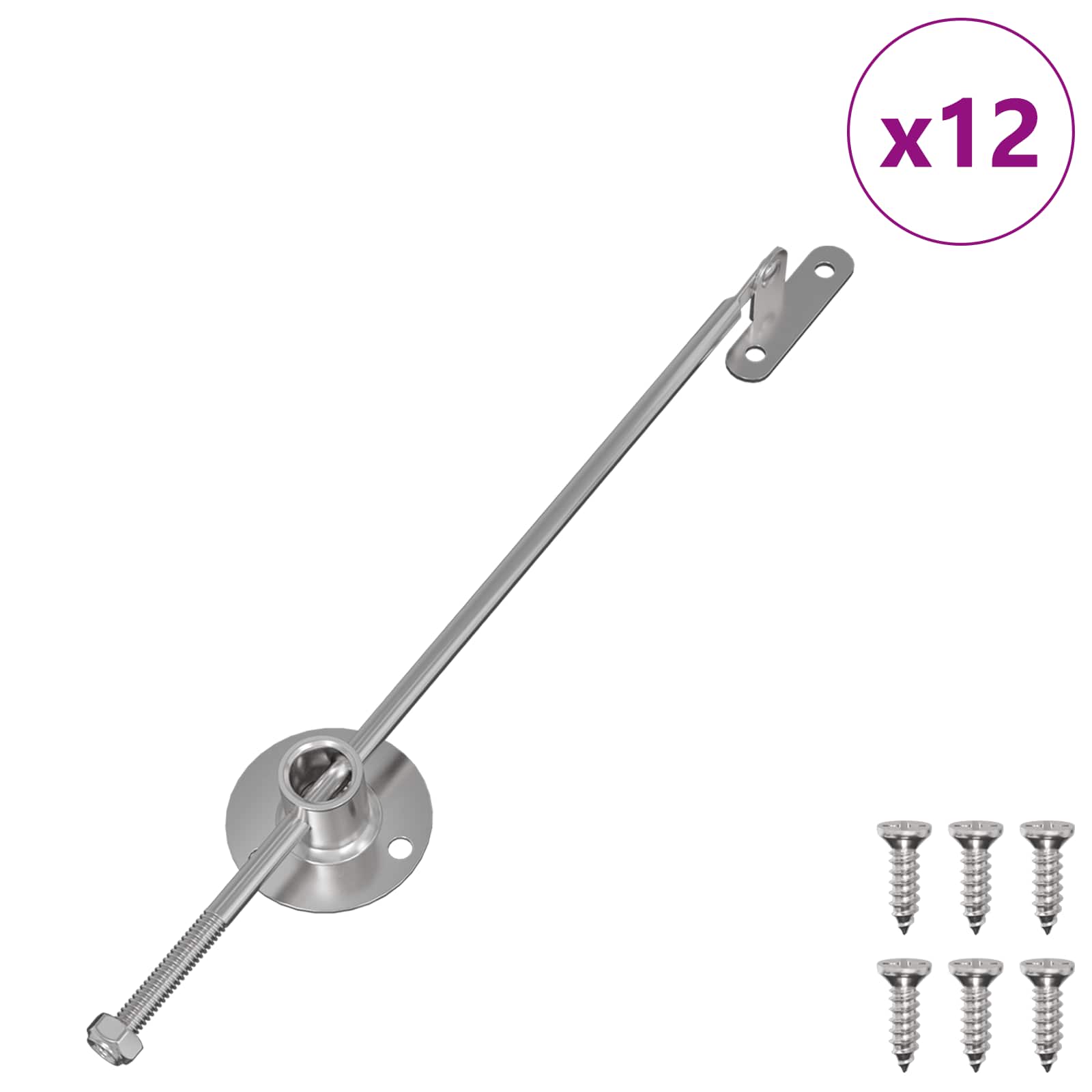 Tõmbepulk hinged 12 tk Hõbedane 190 mm Metall