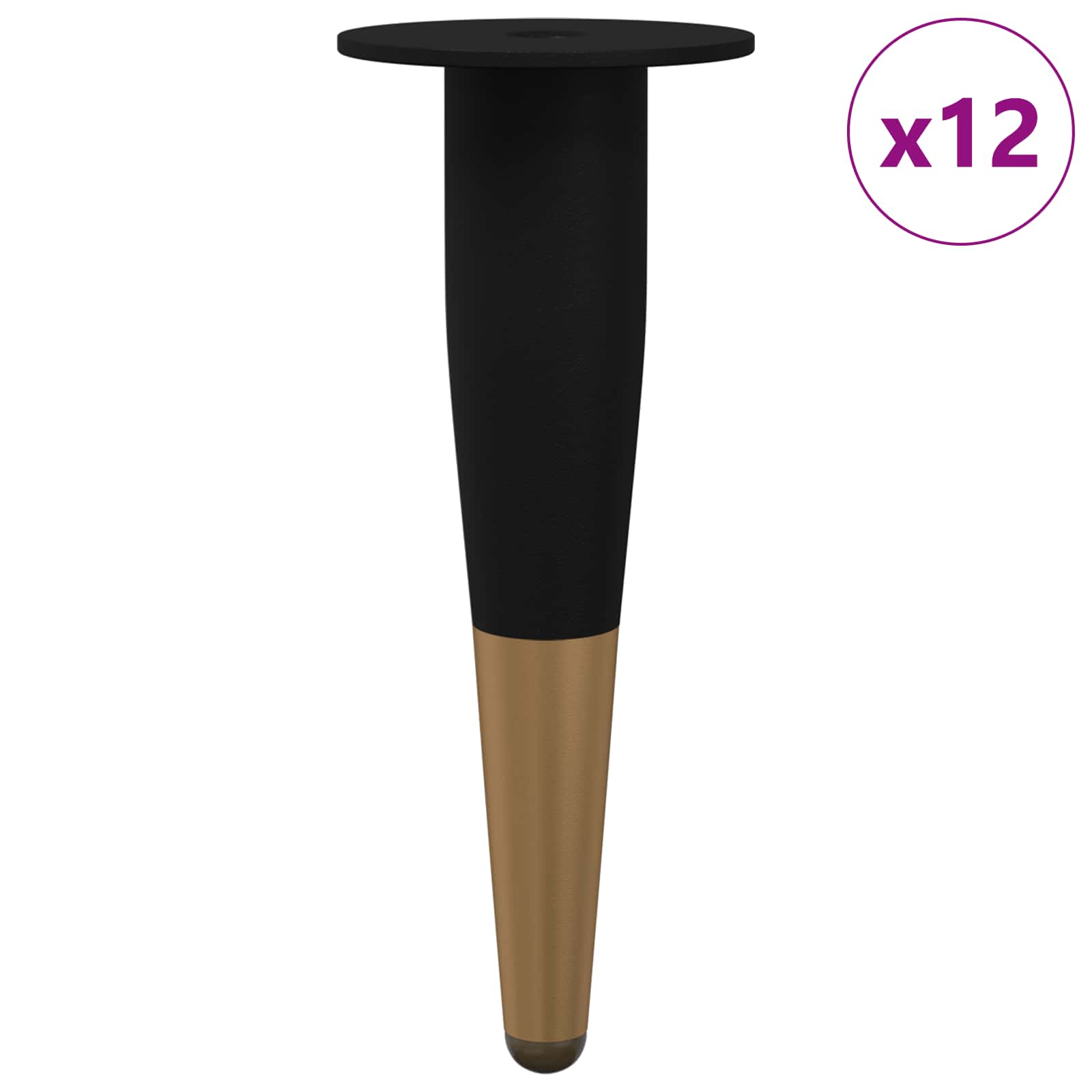 Mööblijalad 12 tk Must ja kuldne Ø 40 x 98 mm Raud