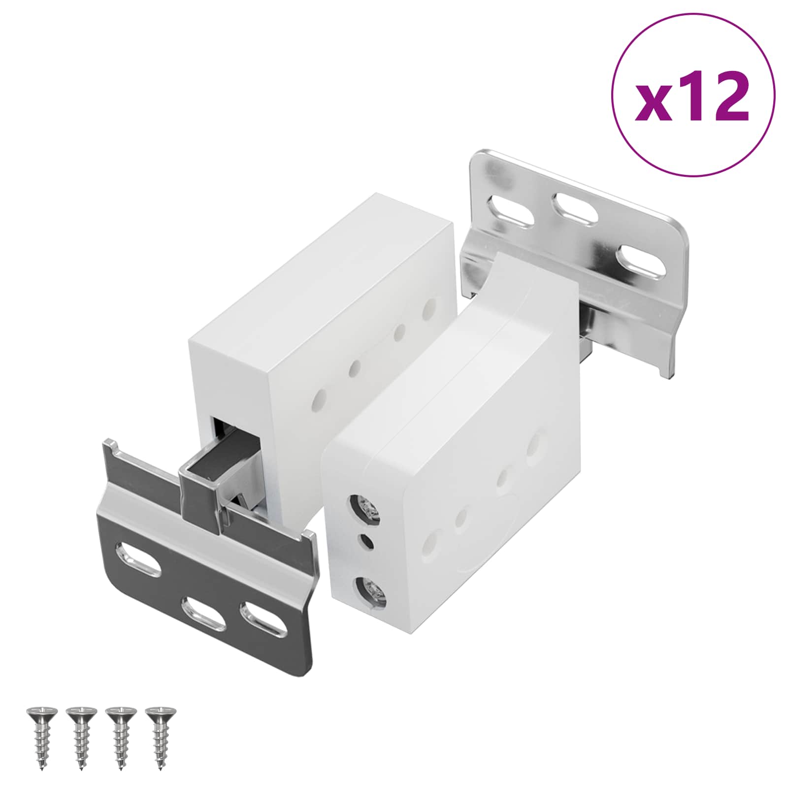 Kapikinnitust 12 tk Valge 70 x 48 x 19 mm Raud ja Plastik