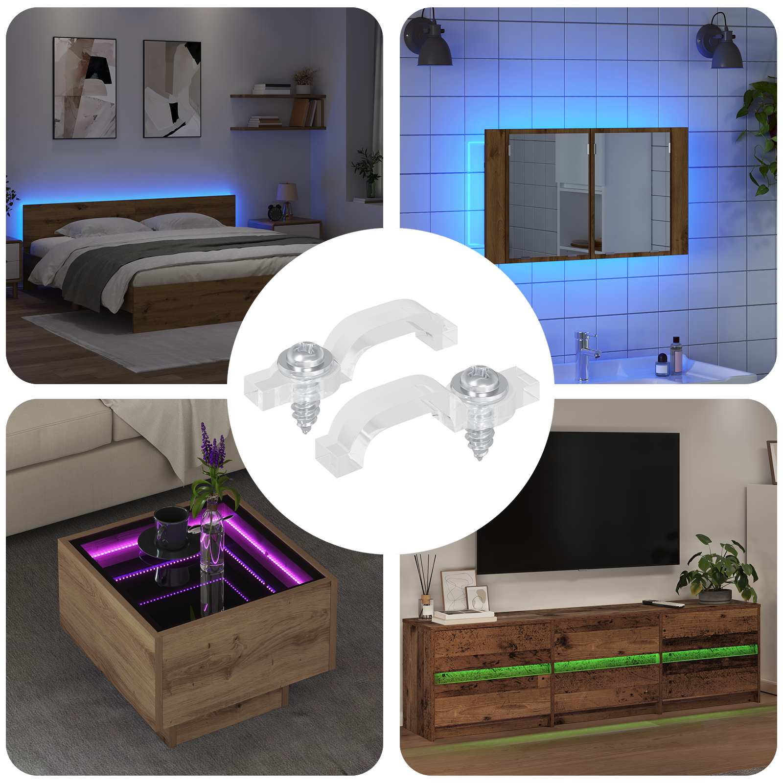 LED riba klambrid 23,8 mm 2 tk Läbipaistev Plast ja raud