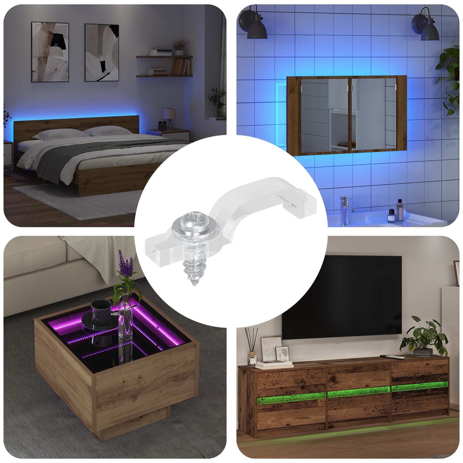 LED riba klambrid 23,8 mm 12 tk Läbipaistev Plast ja raud