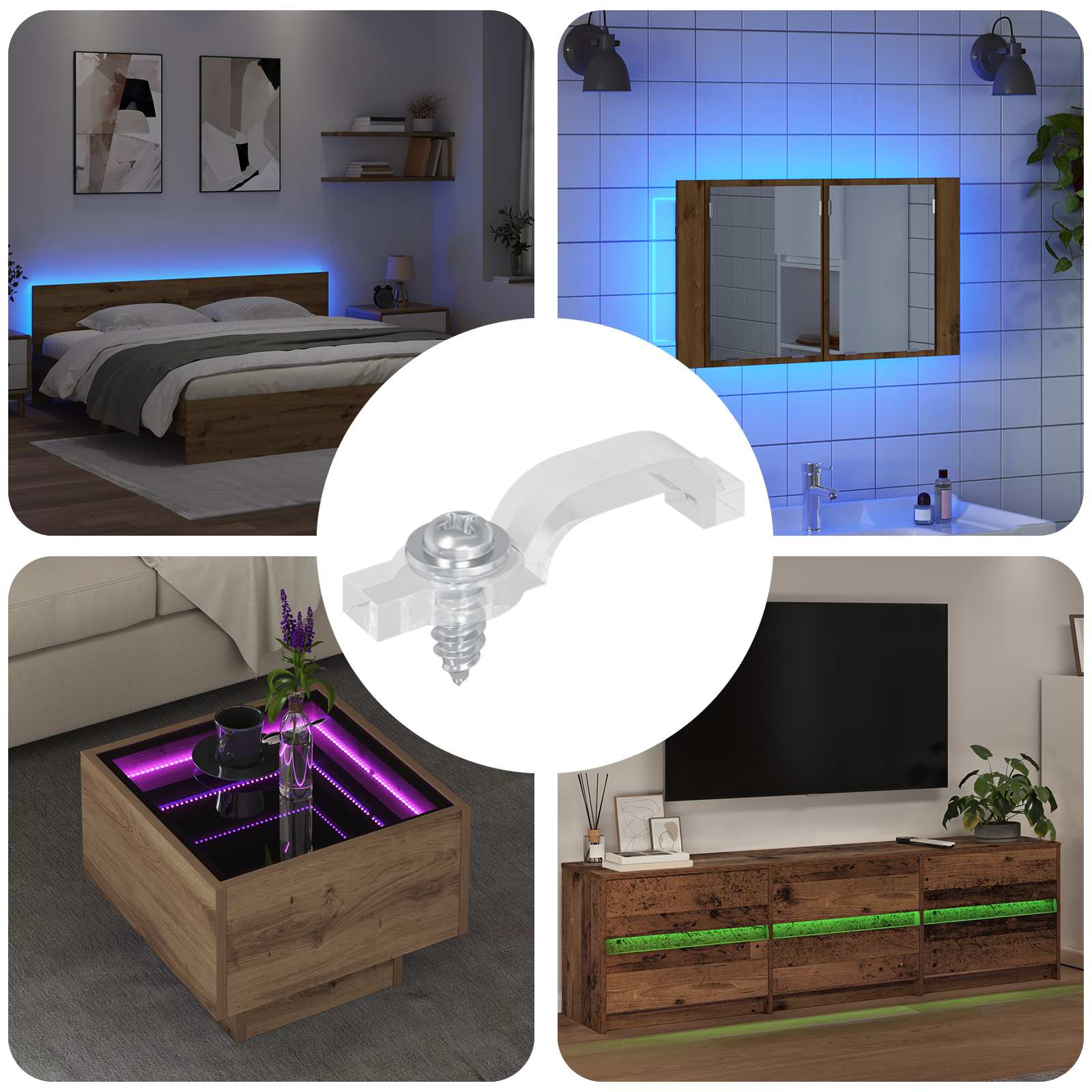 LED riba klambrid 23,8 mm 12 tk Läbipaistev Plast ja raud