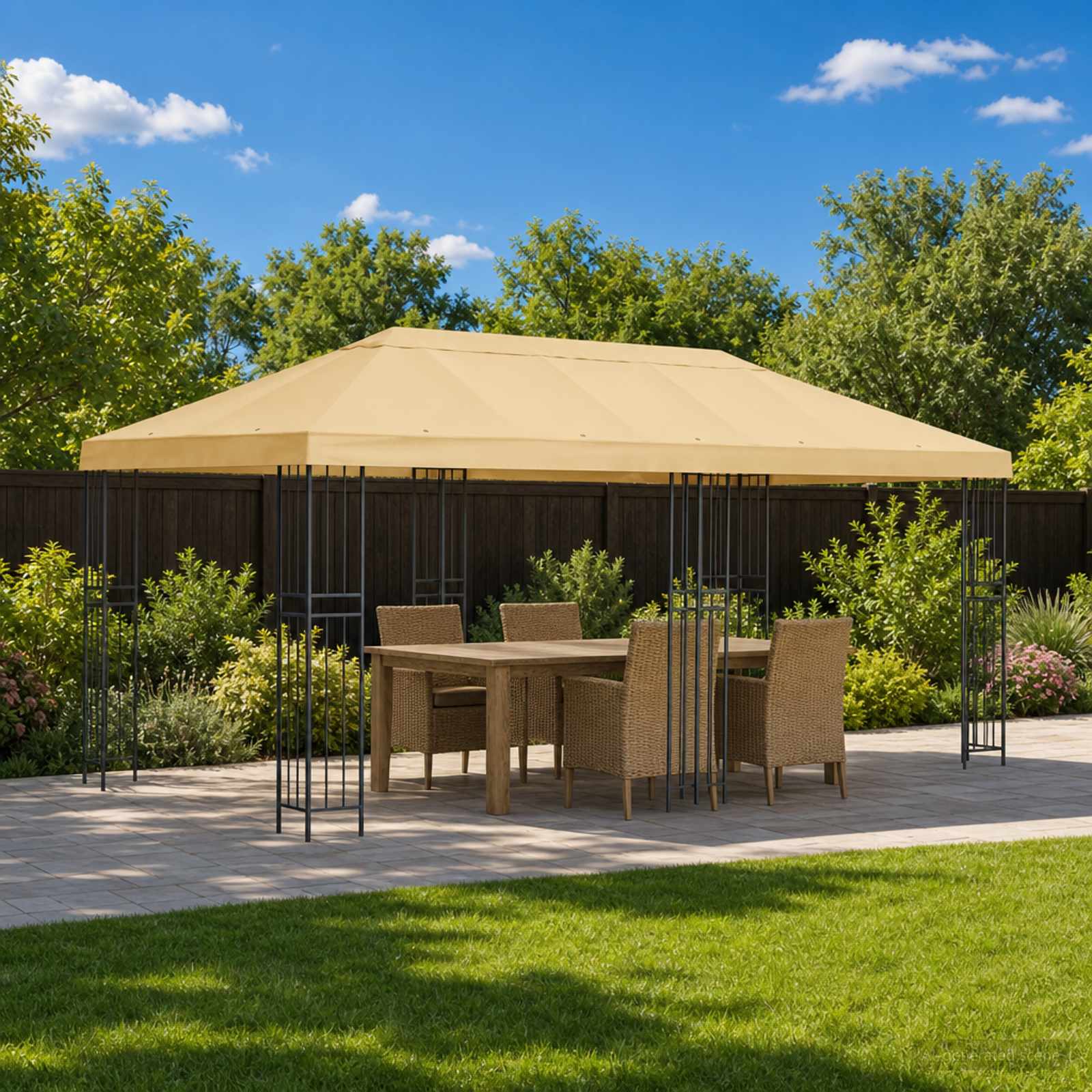 Aia gazebos 6 x 3 m Kreemjas Polüester ja teras 190 gsm