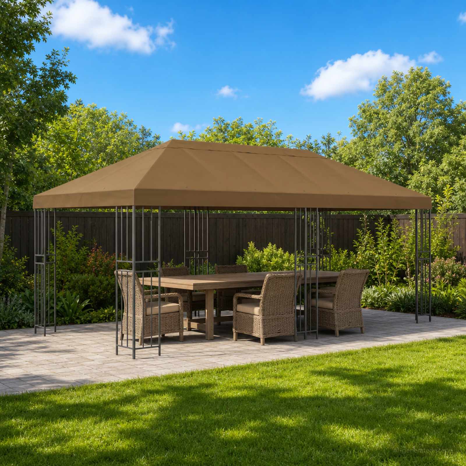 Aia gazebos 6 x 3 m Pruunikashall Polüester ja teras 190 gsm