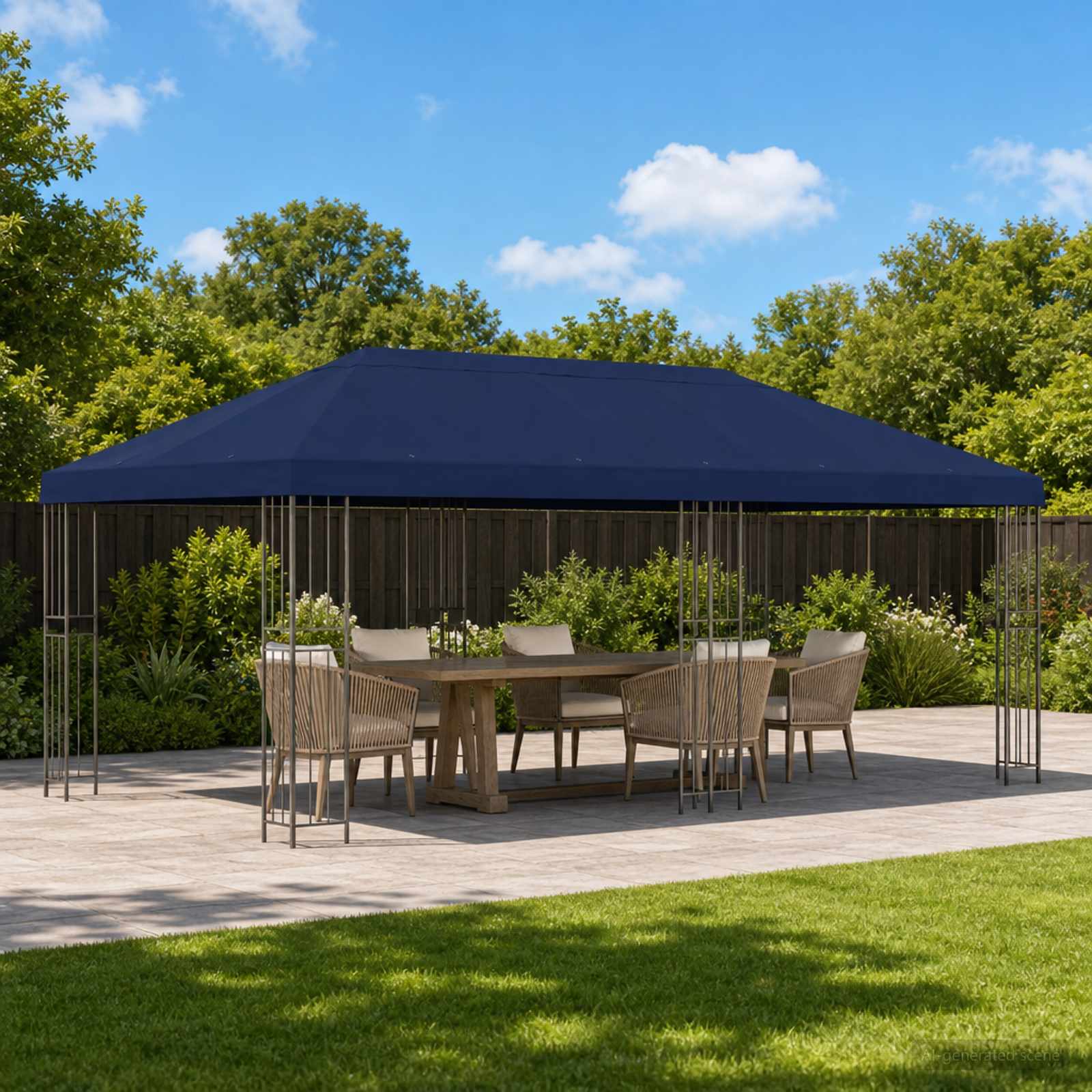 Aia gazebos 6 x 3 m Sinine Polüester ja teras 190 gsm