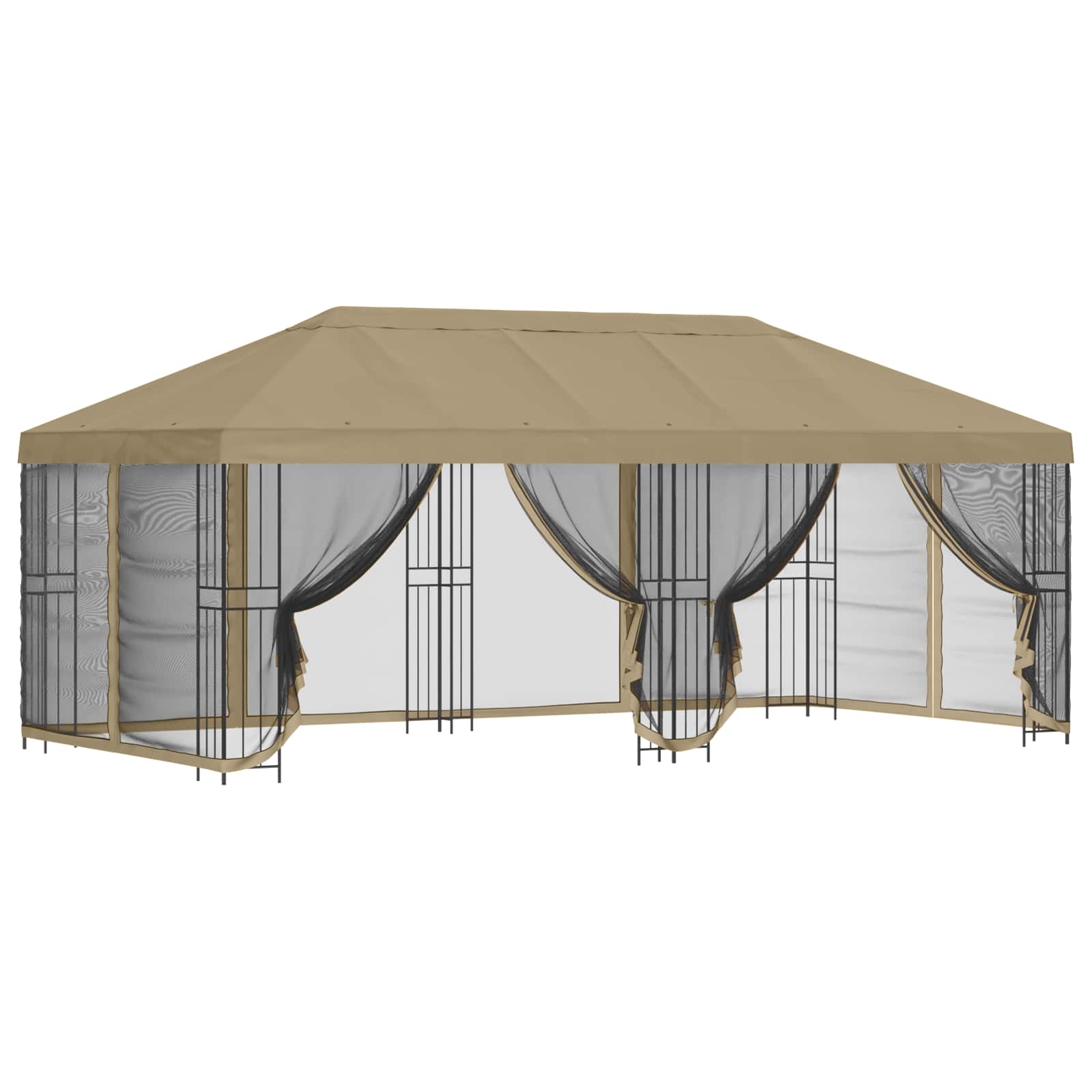 Paviljon külgseinadega 6 x 3 m Beež Polüester ja teras 190 gsm