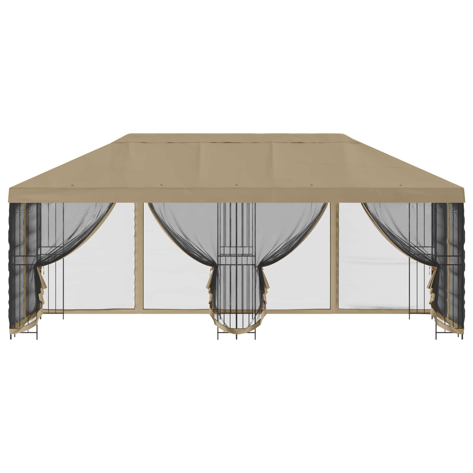 Paviljon külgseinadega 6 x 3 m Beež Polüester ja teras 190 gsm
