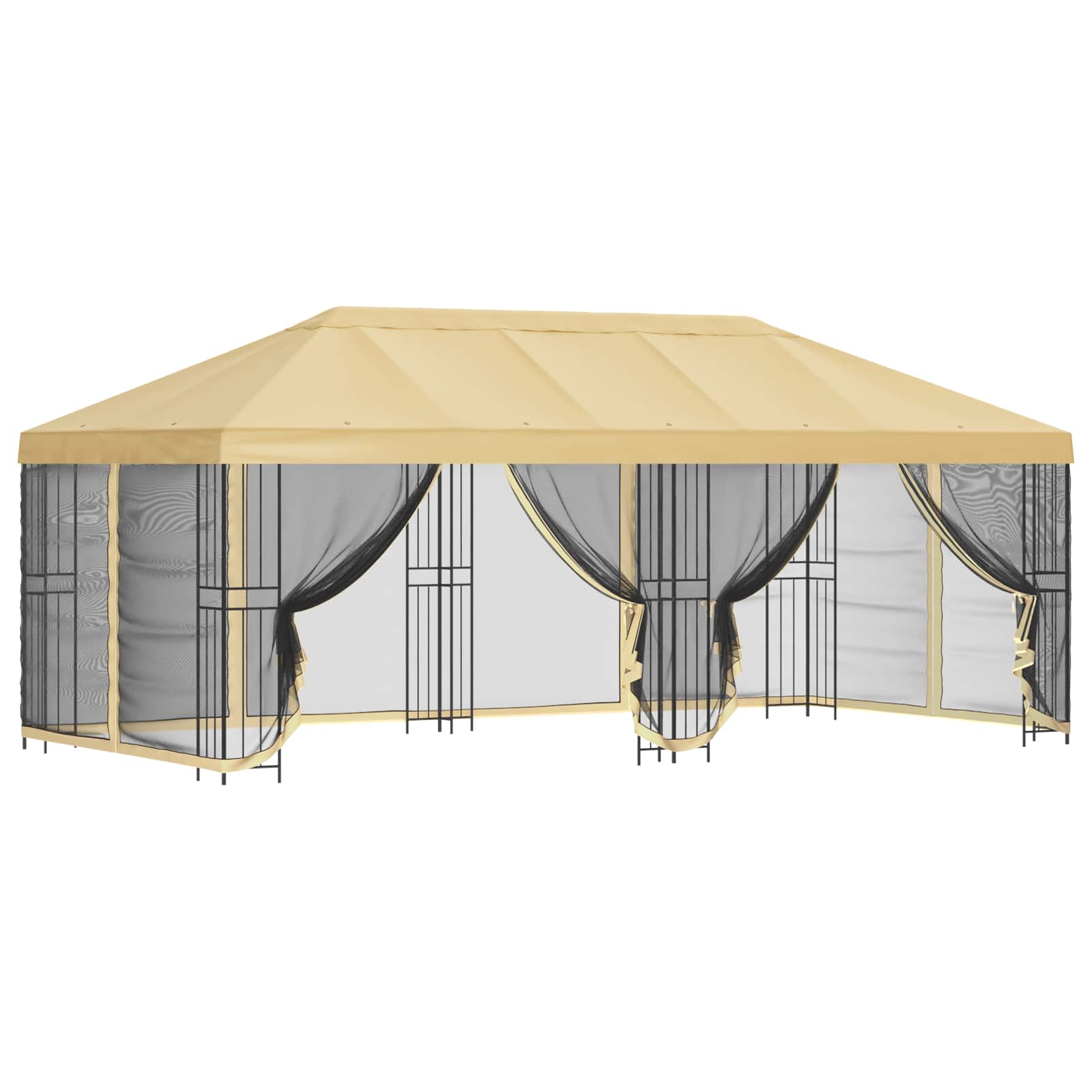 Paviljon külgseinadega 6 x 3 m Kreemjas Polüester ja teras