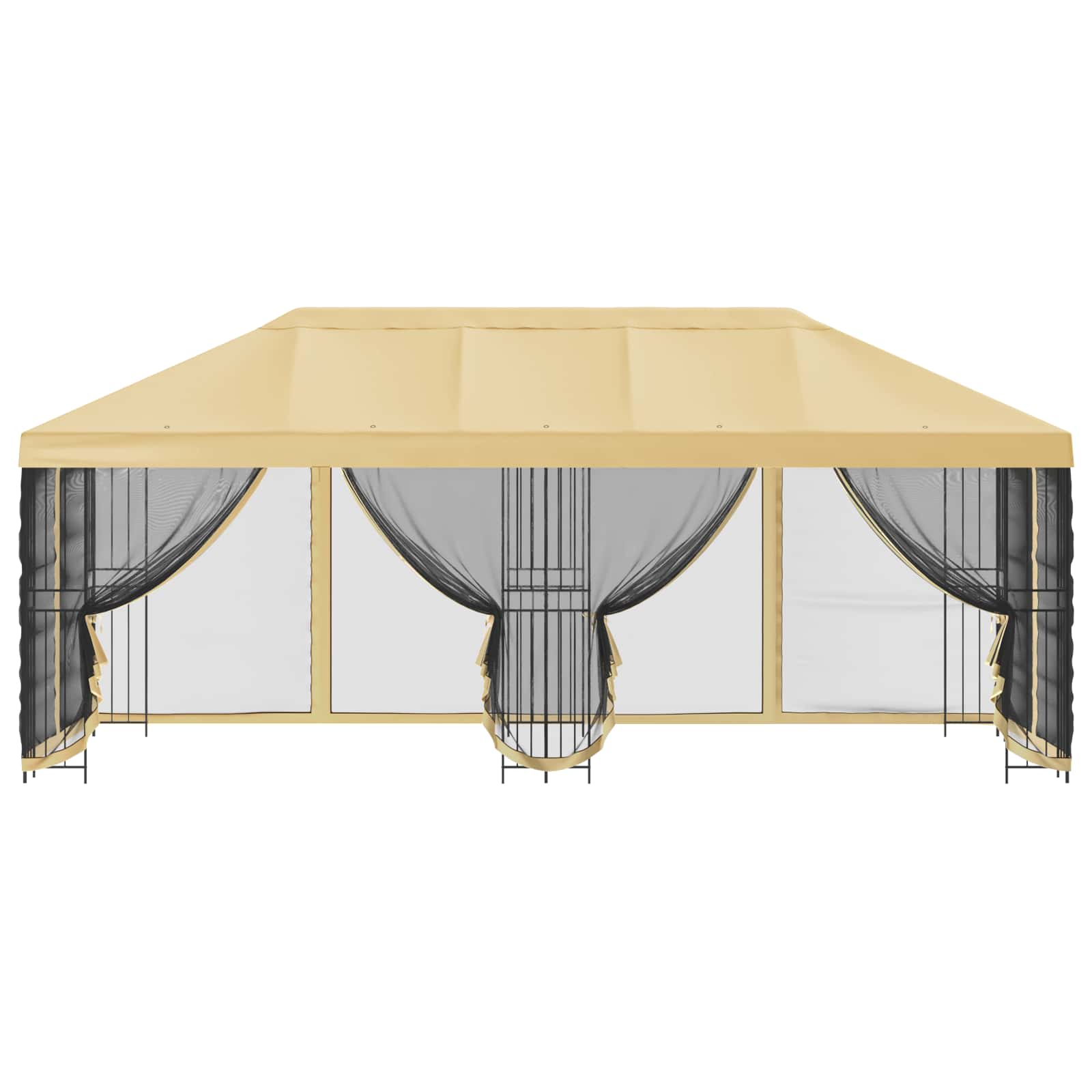 Paviljon külgseinadega 6 x 3 m Kreemjas Polüester ja teras