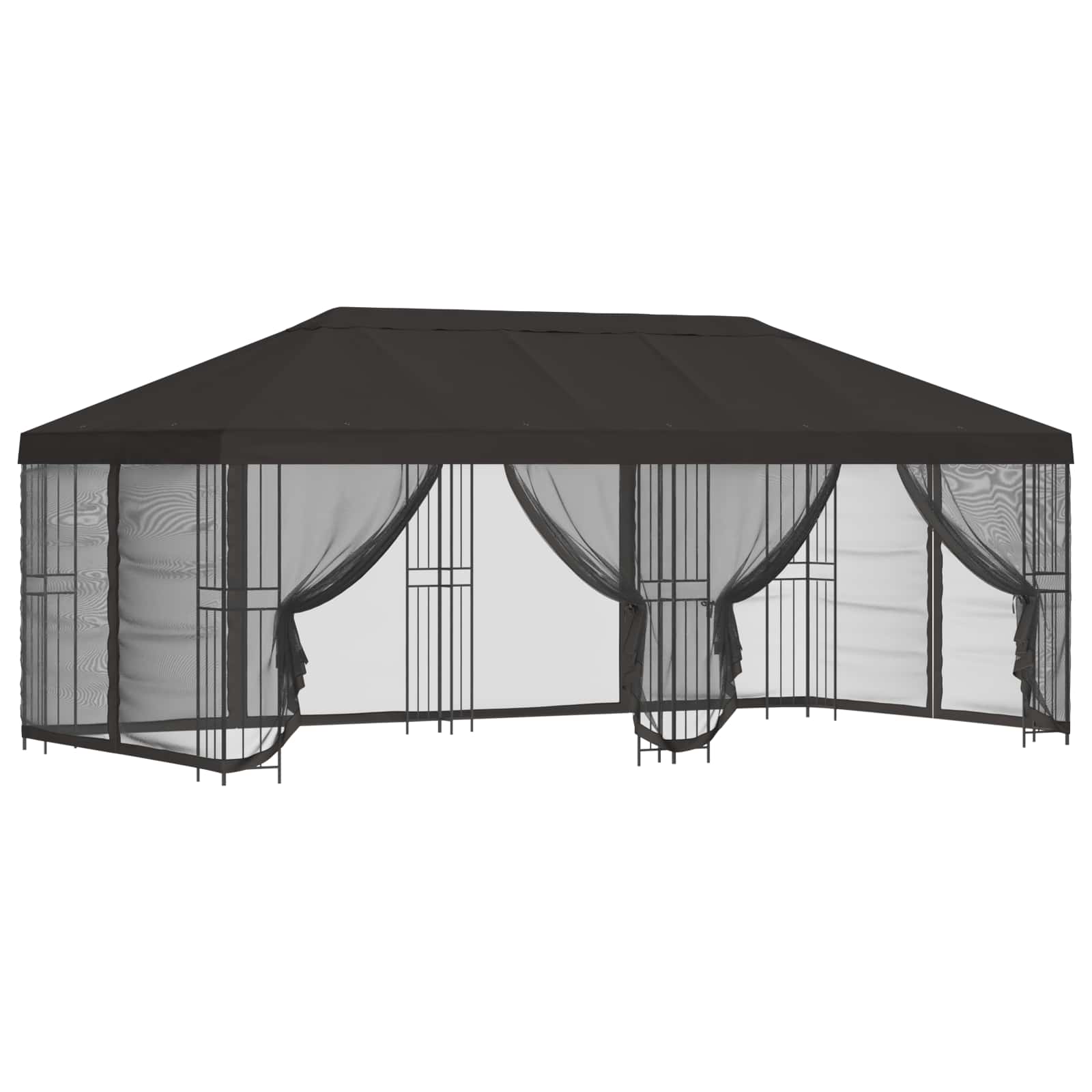 Paviljon külgseinadega 6 x 3 m Antratsiit Polüester ja teras