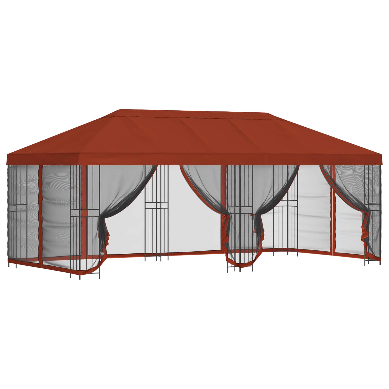 Paviljon külgseinadega 6 x 3 m Terrakota Polüester ja teras