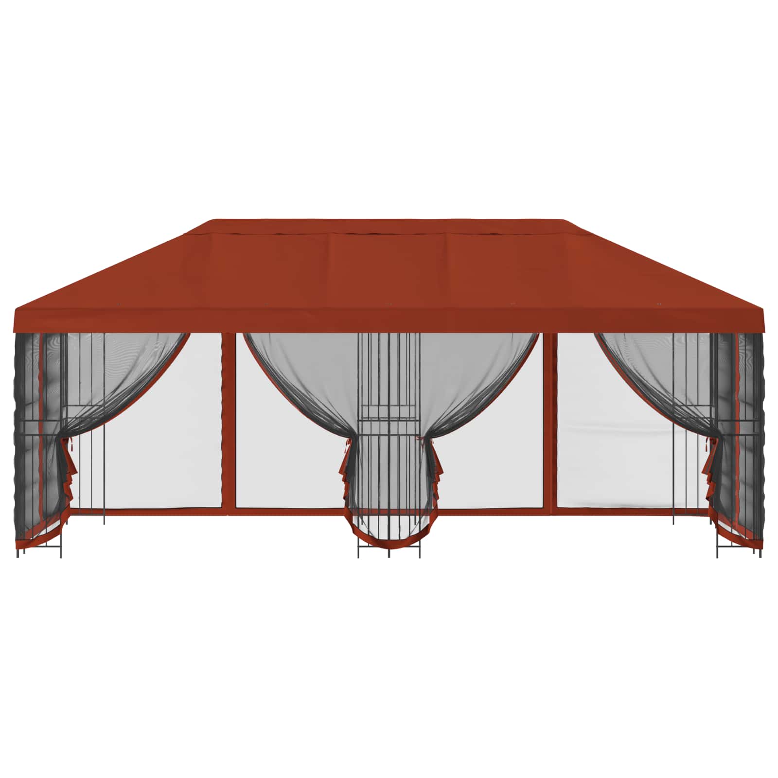 Paviljon külgseinadega 6 x 3 m Terrakota Polüester ja teras