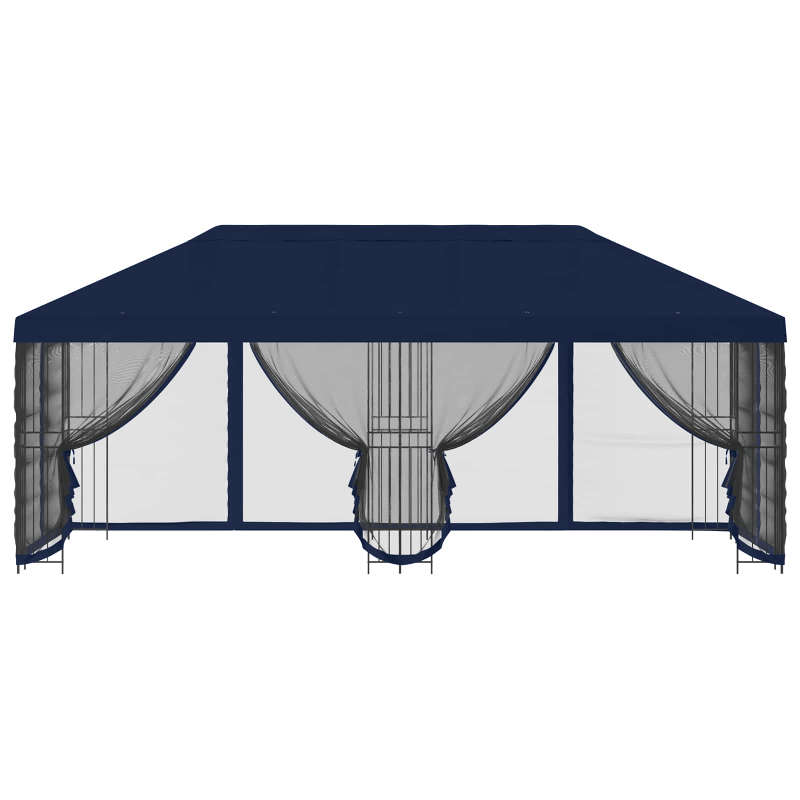 Paviljon külgseinadega 6 x 3 m Sinine Polüester ja teras