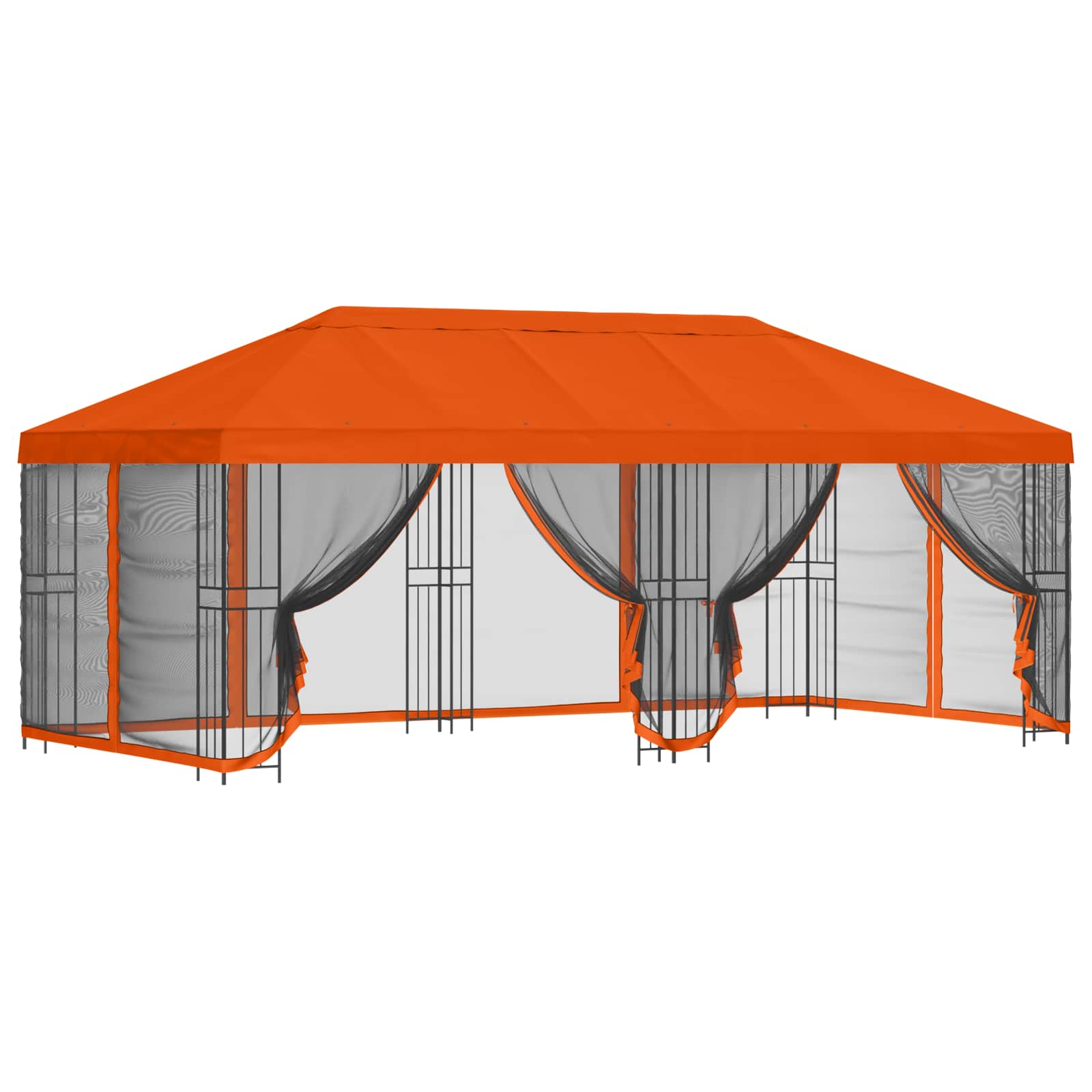 Paviljon külgseinadega 6 x 3 m Oranž Polüester ja teras 190 gsm