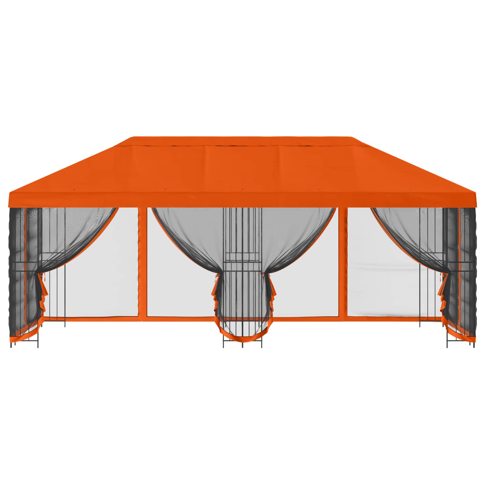 Paviljon külgseinadega 6 x 3 m Oranž Polüester ja teras 190 gsm