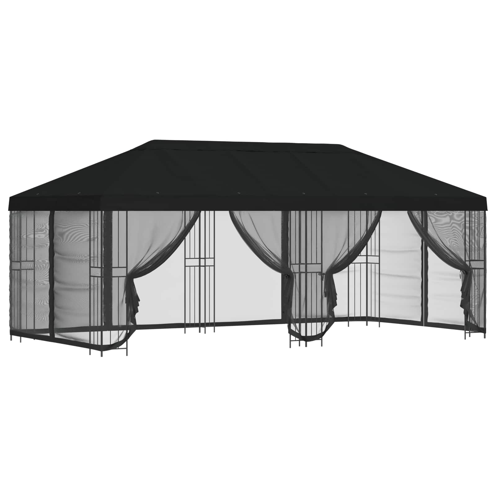 Paviljon külgseinadega 6 x 3 m Must Polüester ja teras 190 gsm