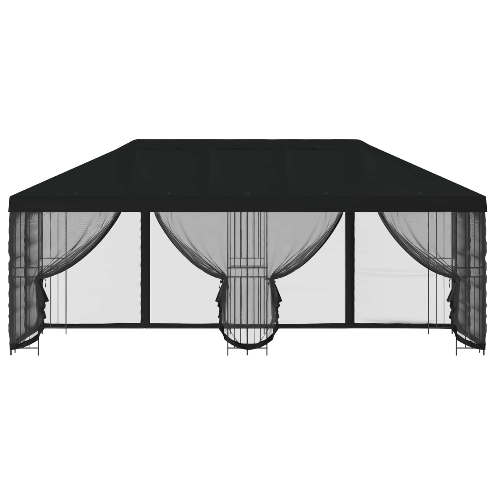 Paviljon külgseinadega 6 x 3 m Must Polüester ja teras 190 gsm