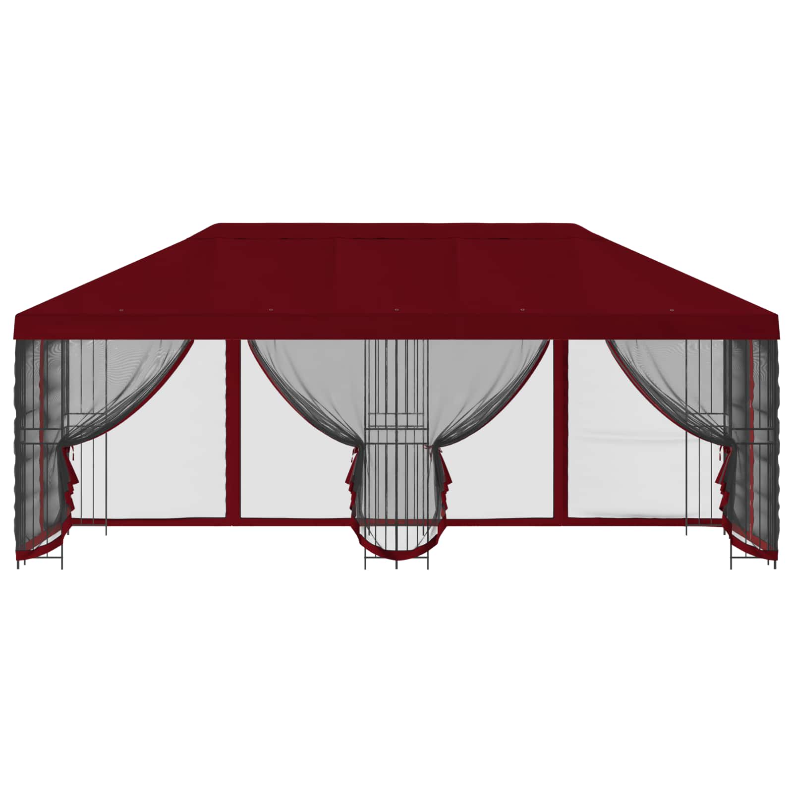 Paviljon külgseinadega 6 x 3 m Veinipunane Polüester ja teras