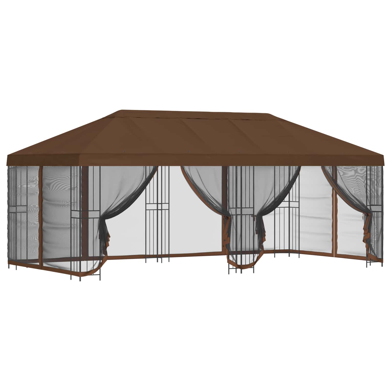 Paviljon külgseinadega 6 x 3 m Pruun Polüester ja teras 190 gsm
