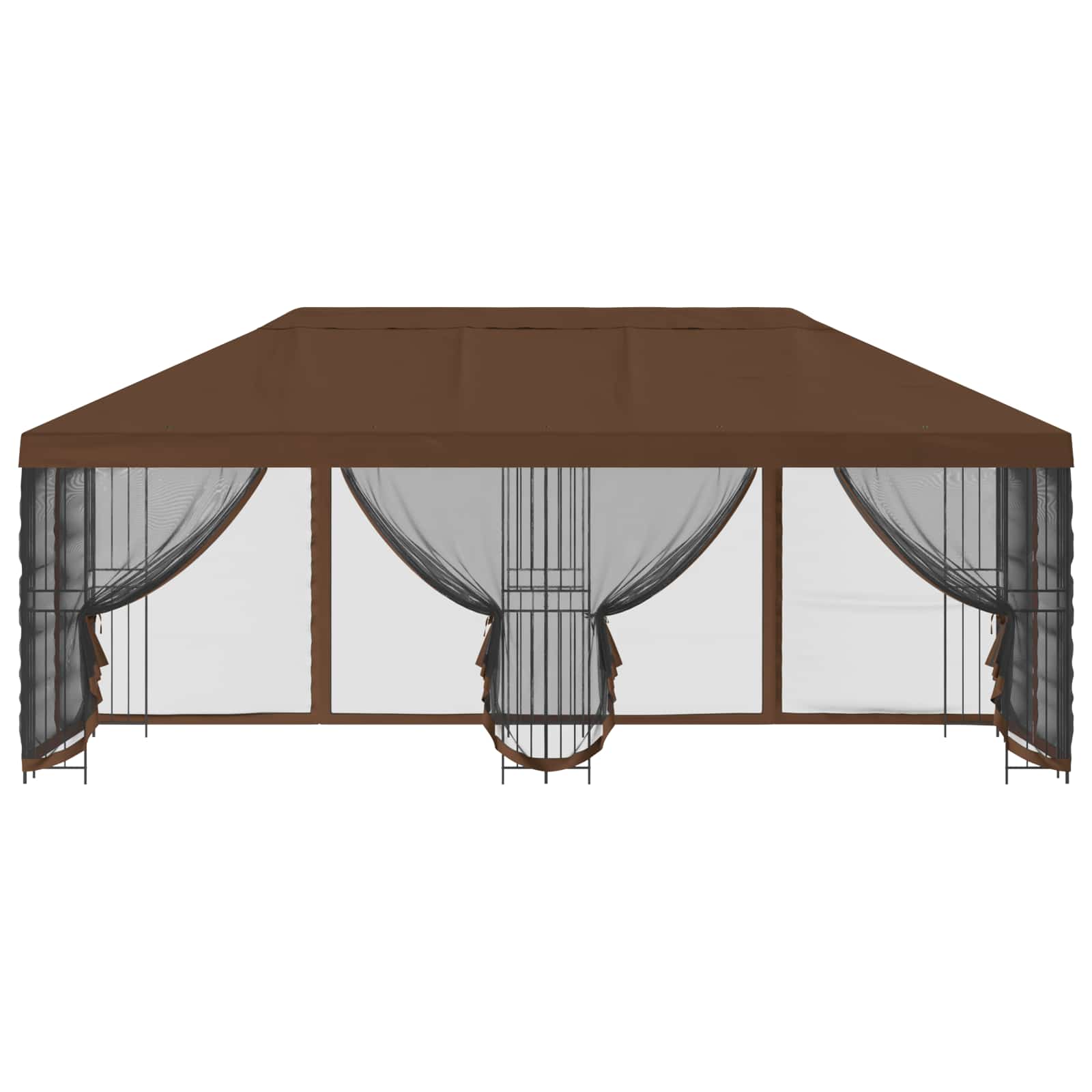 Paviljon külgseinadega 6 x 3 m Pruun Polüester ja teras 190 gsm