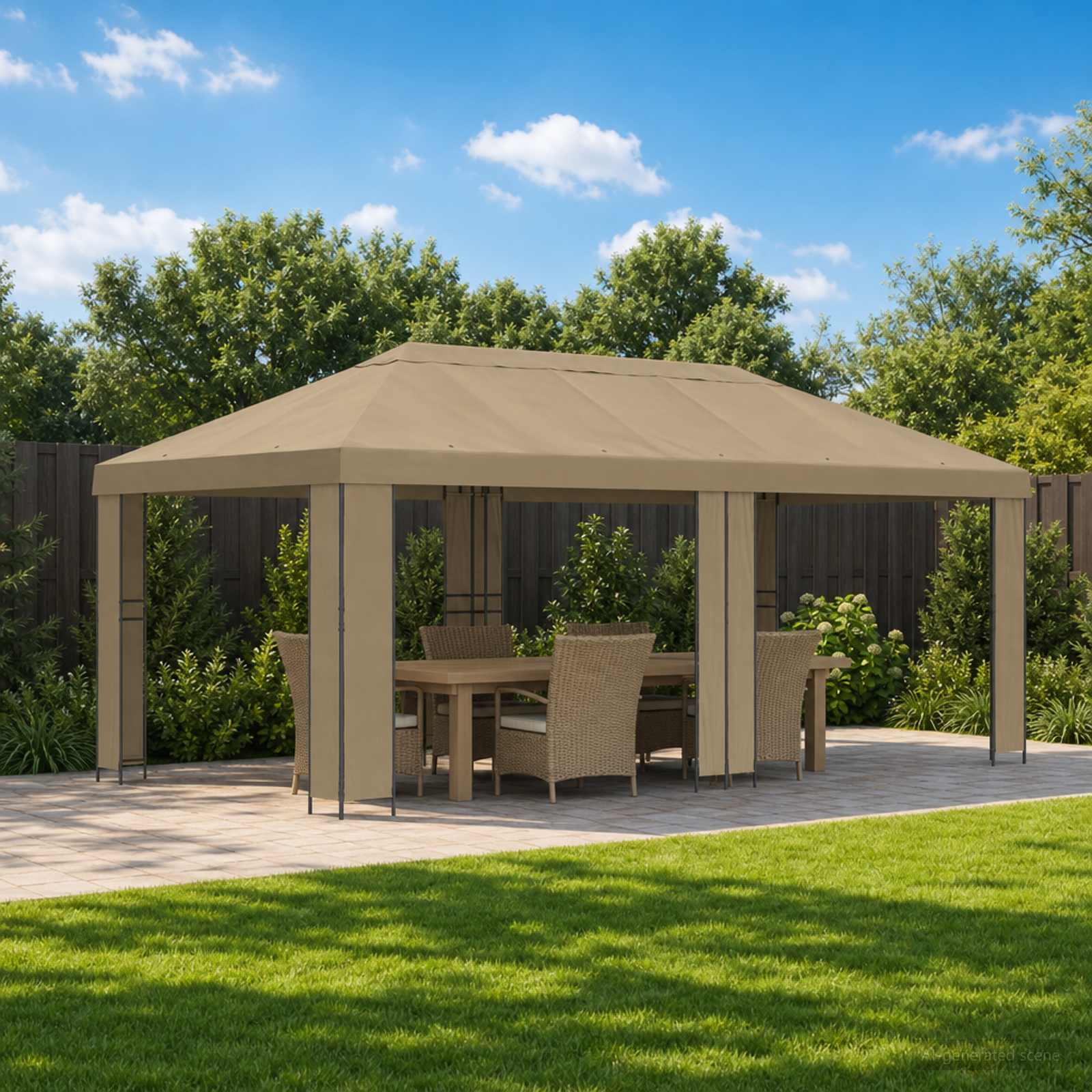 Aia gazebos 6 x 3 m Beež Polüester ja teras 190 gsm