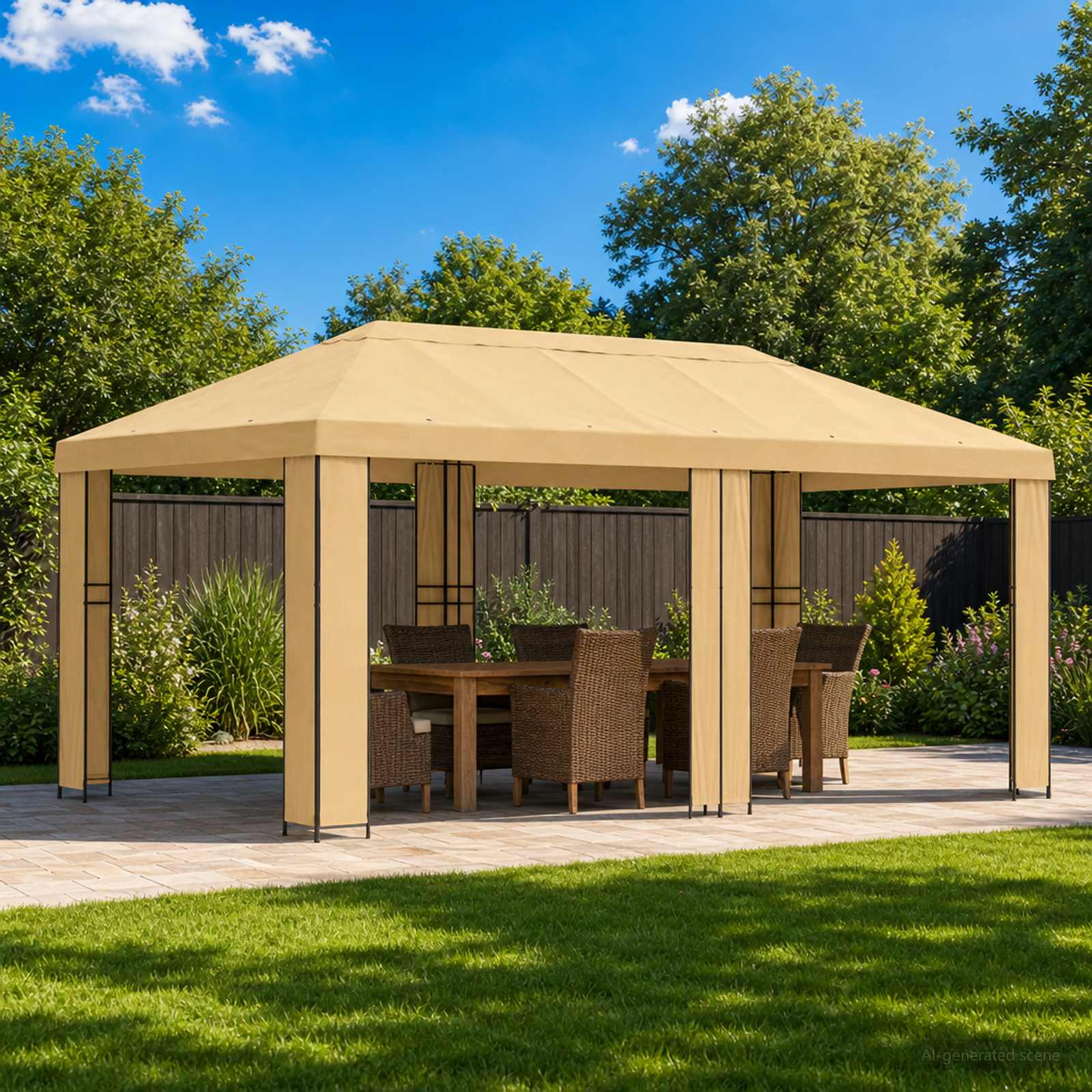 Aia gazebos 6 x 3 m Kreemjas Polüester ja teras 190 gsm