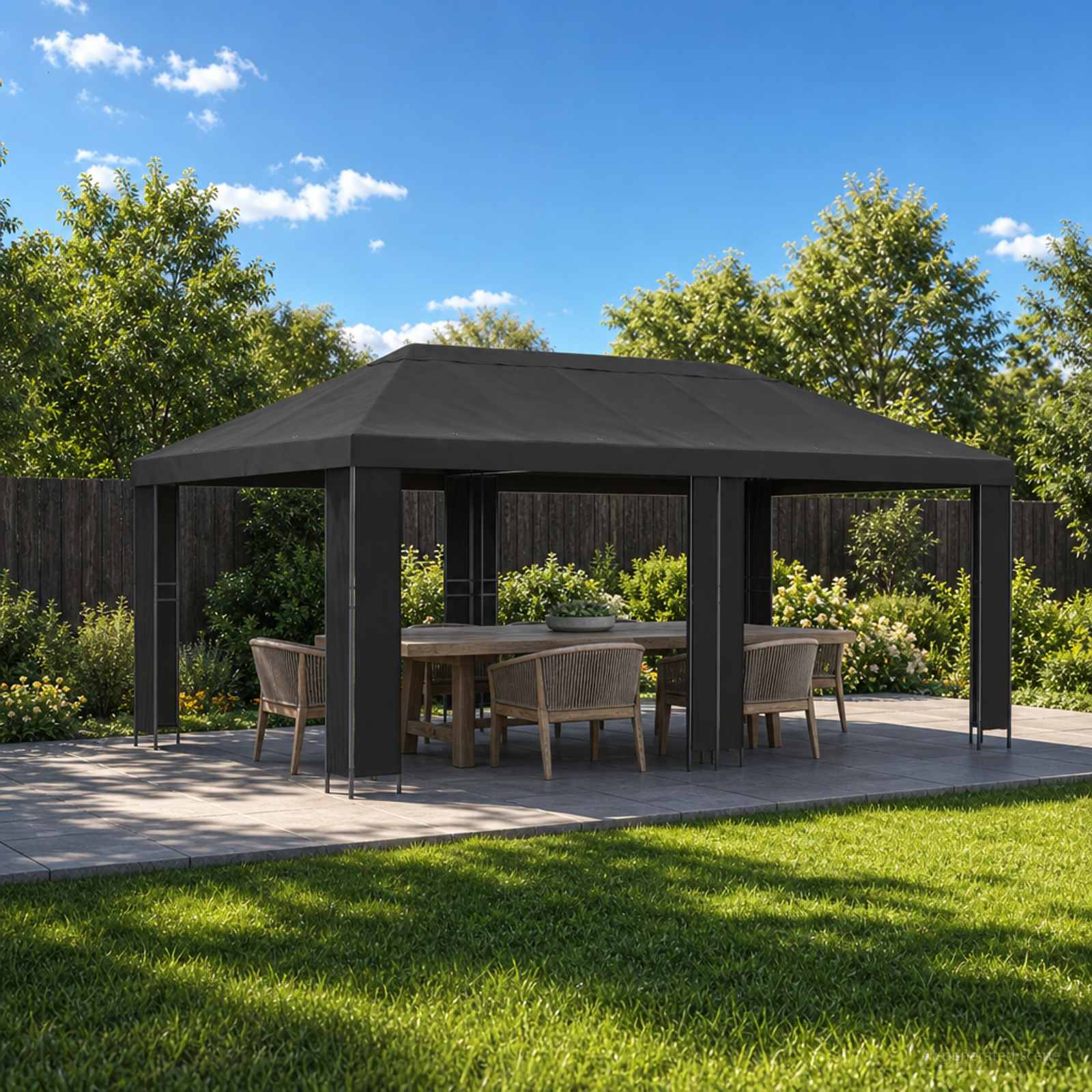 Aia gazebos 6 x 3 m Antratsiit Polüester ja teras 190 gsm