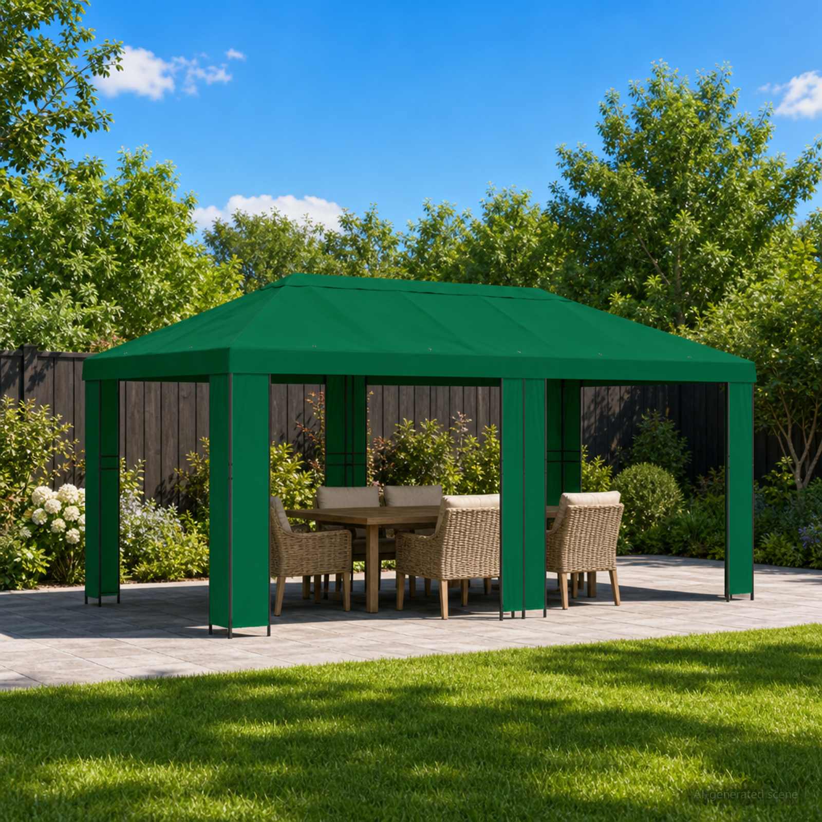 Aia gazebos 6 x 3 m Roheline Polüester ja teras 190 gsm