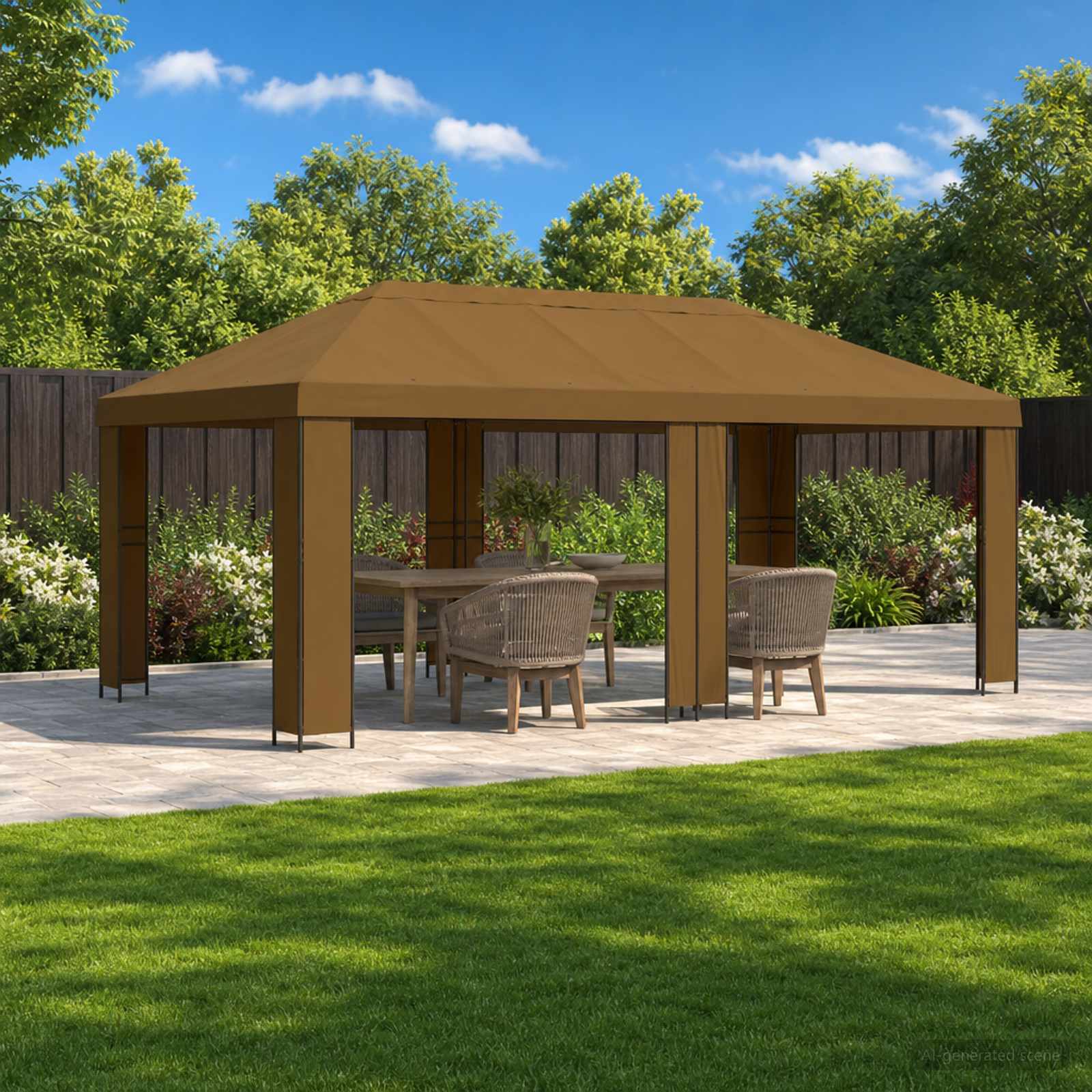 Aia gazebos 6 x 3 m Pruunikashall Polüester ja teras 190 gsm
