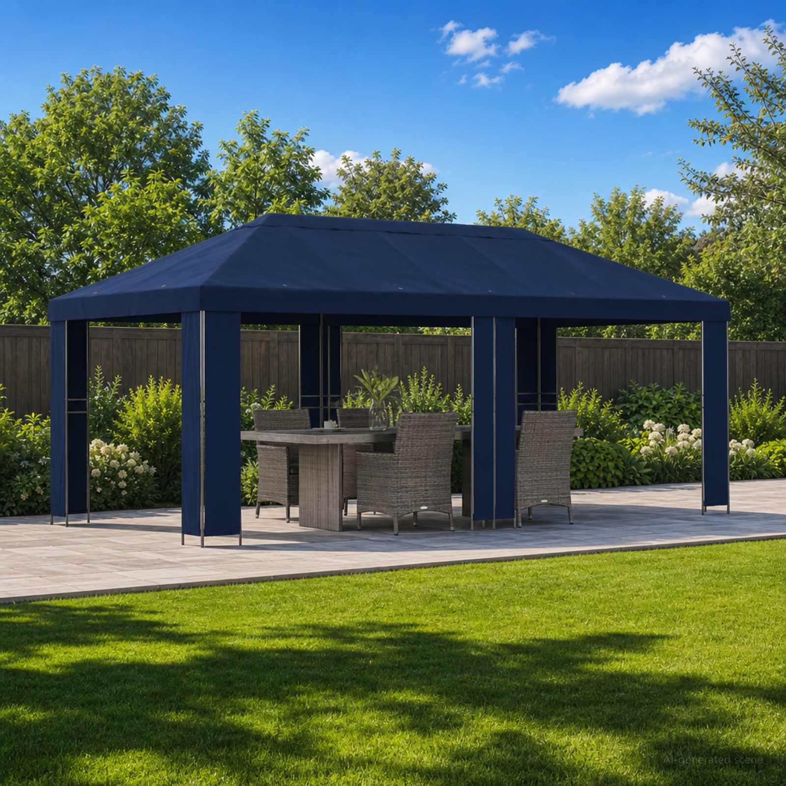 Aia gazebos 6 x 3 m Sinine Polüester ja teras 190 gsm