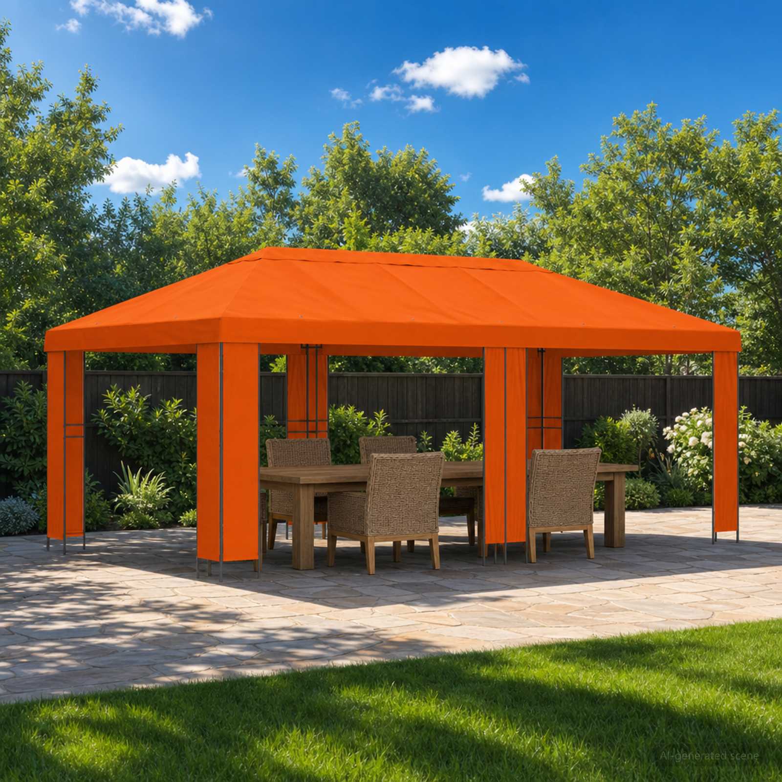 Aia gazebos 6 x 3 m Oranž Polüester ja teras 190 gsm