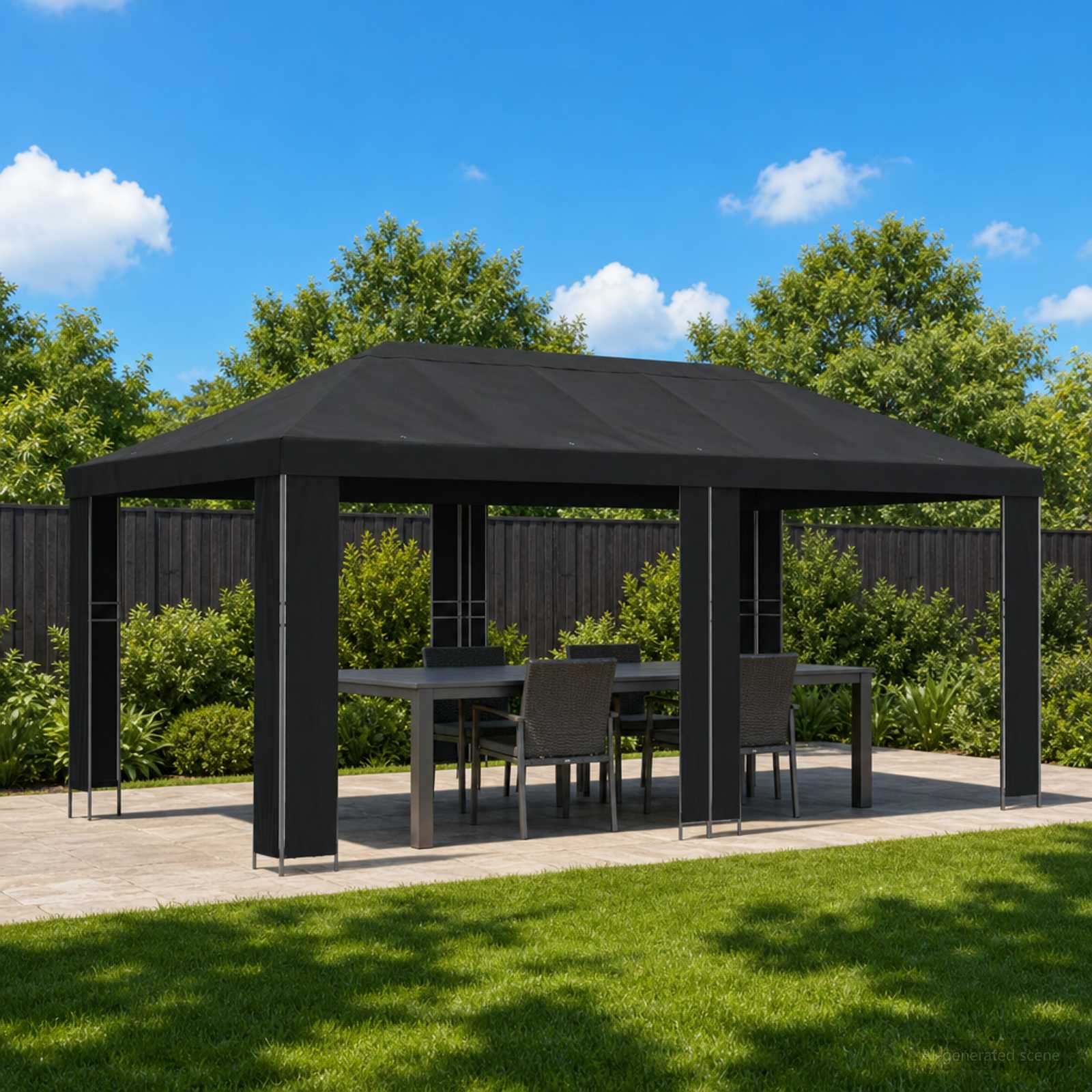 Aia gazebos 6 x 3 m Must Polüester ja teras 190 gsm