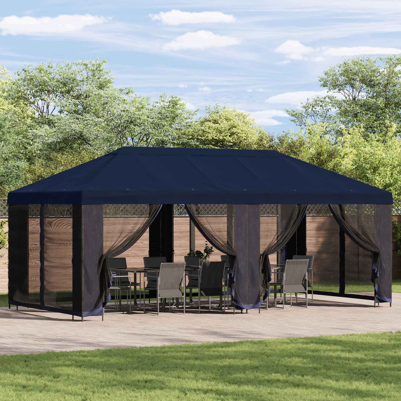 Aia telk külgseintega 6 x 3 m Sinine Polüester ja teras 190 gsm
