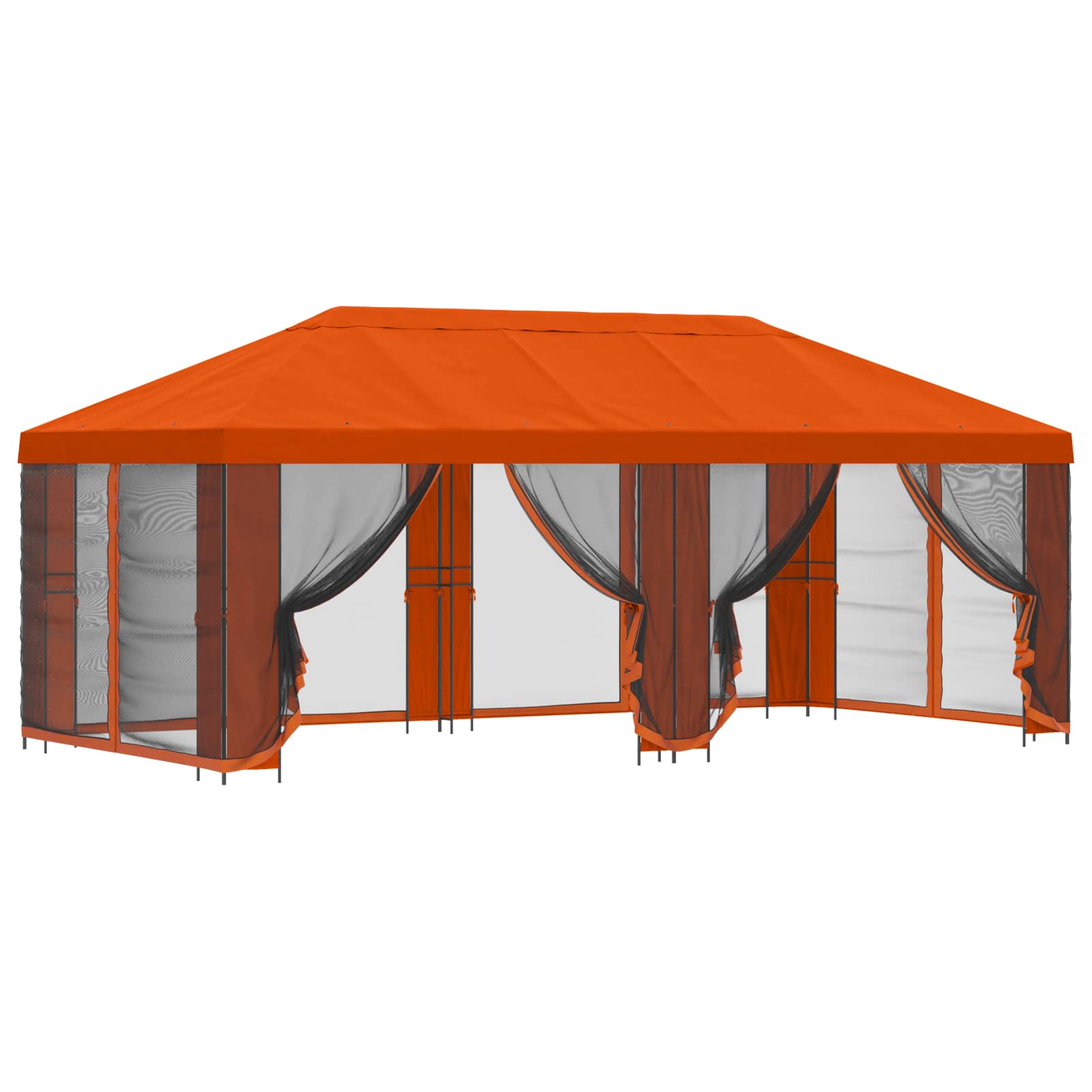 Aia telk külgseintega 6 x 3 m Oranž Polüester ja teras 190 gsm