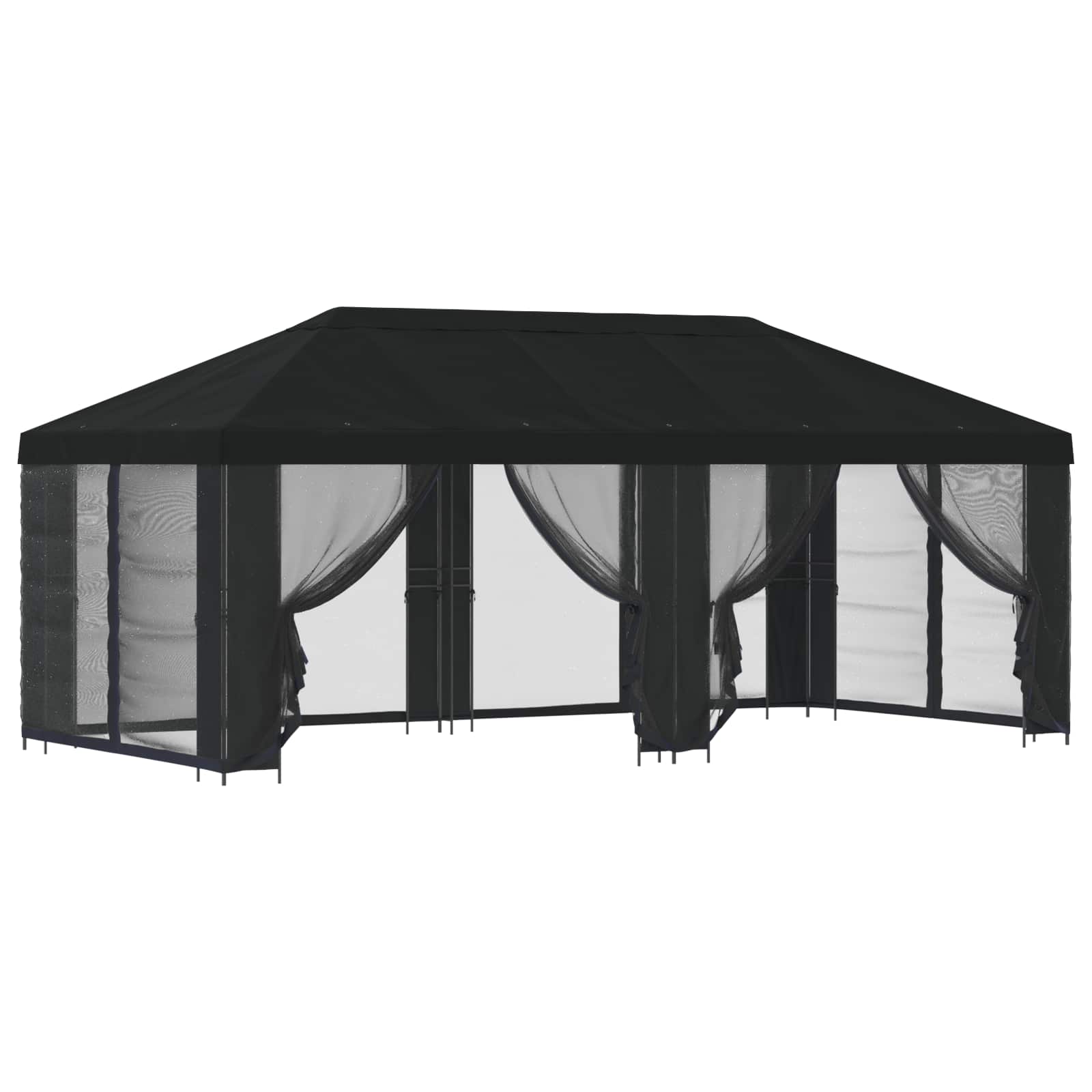 Aia telk külgseintega 6 x 3 m Must Polüester ja teras 190 gsm