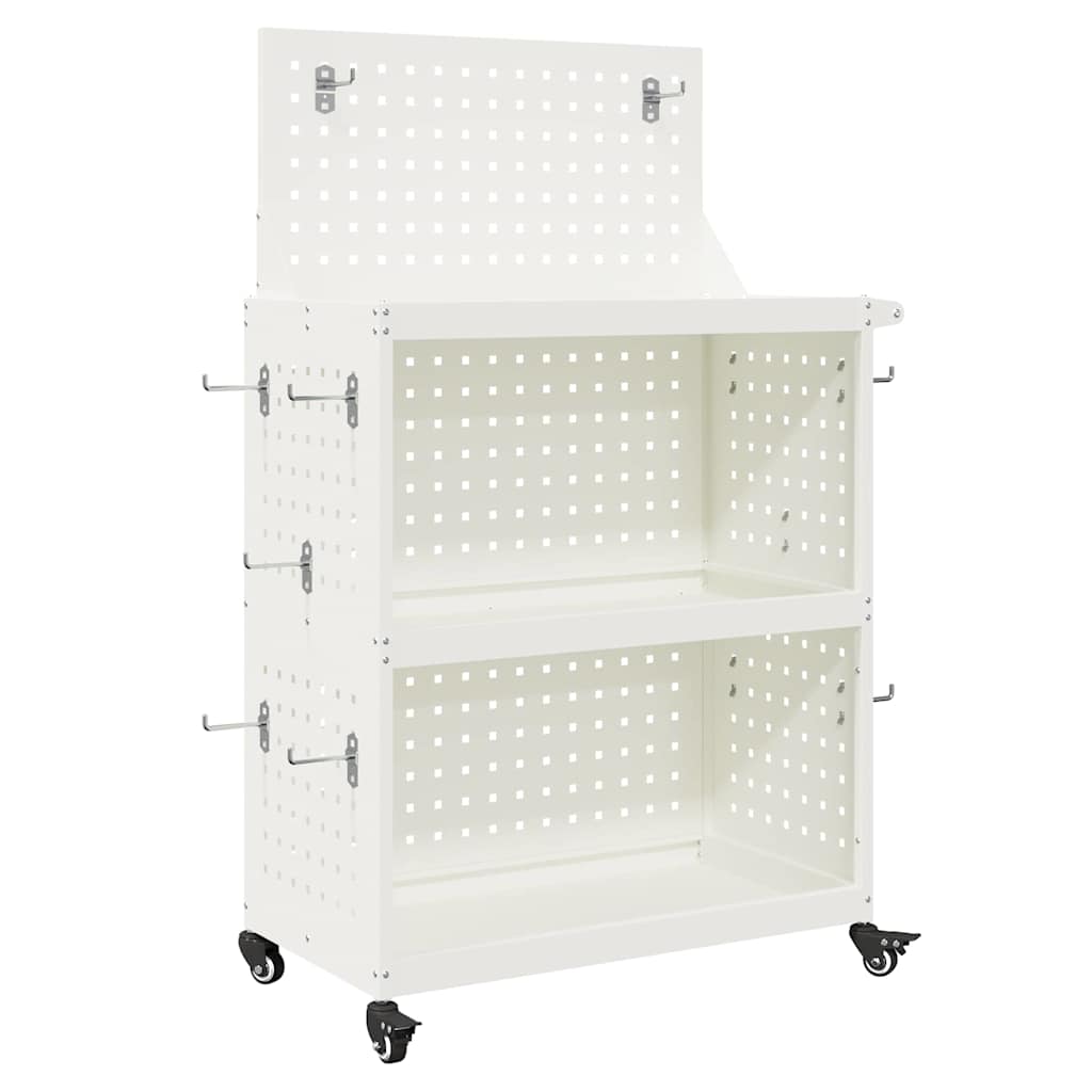 Tööriistade käru Valge 65 x 35 x 111 cm Külmvalmistatud teras