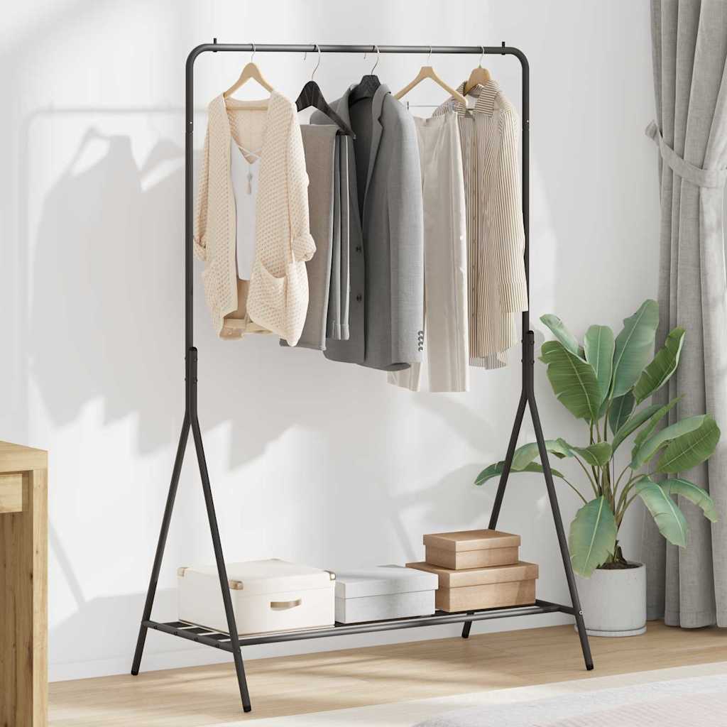Riidepuu ladustamisega Must 100 x 56 x 154 cm Teras