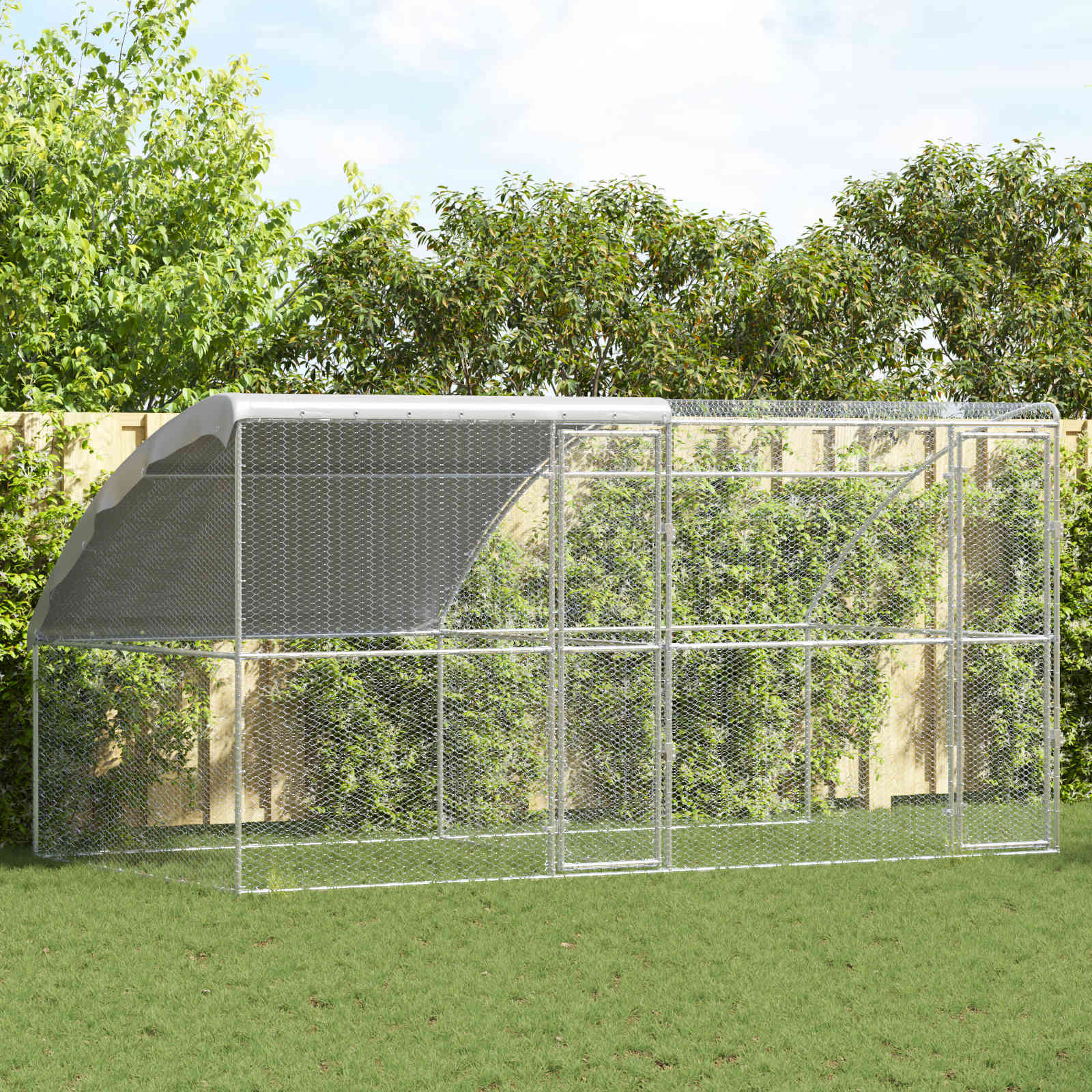 2 uksega kanapuur 2 tk Hõbedane 400x200x200cm Terase ja PE