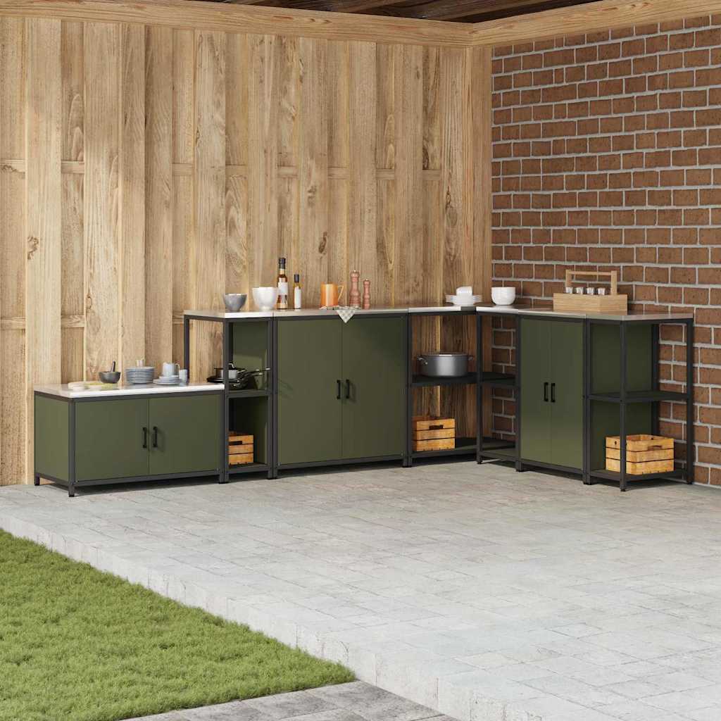 Köögi riiulite komplekt HATTEM Oliiviroheline 30 x 50 x 92 cm
